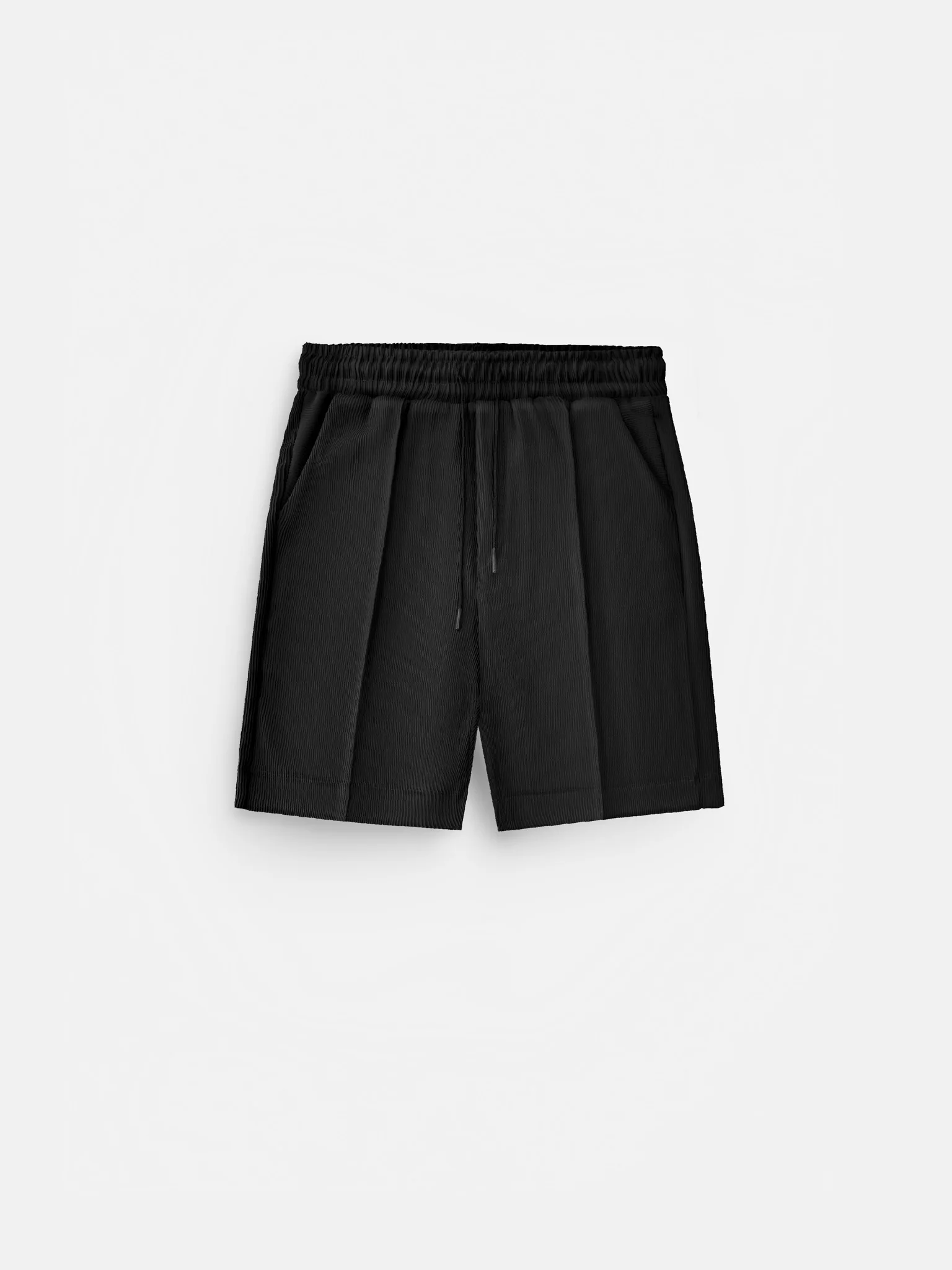 Loose Fit Textured Seam Shorts - Black - Image 5