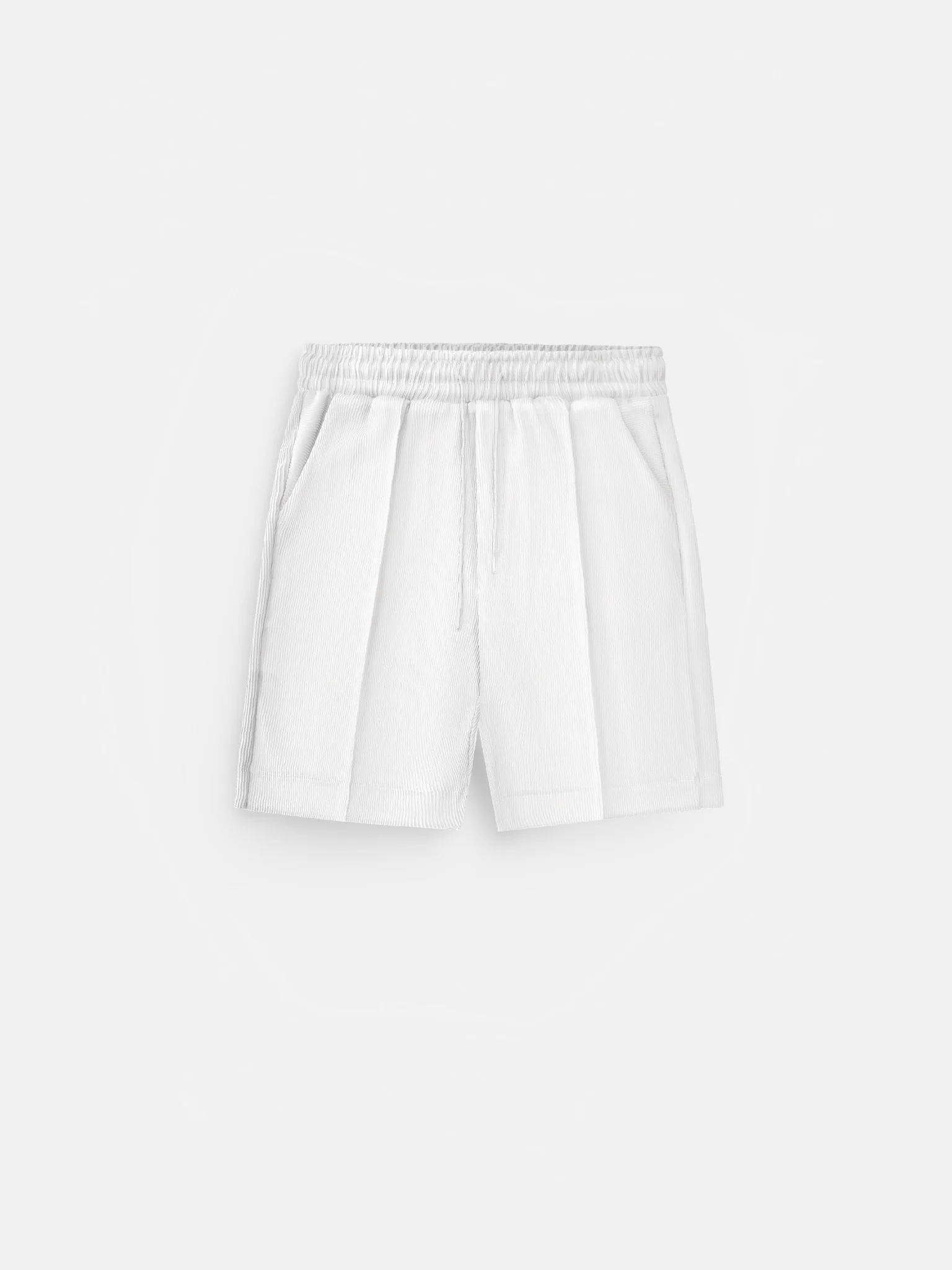 Loose Fit Textured Seam Shorts - White - Image 4