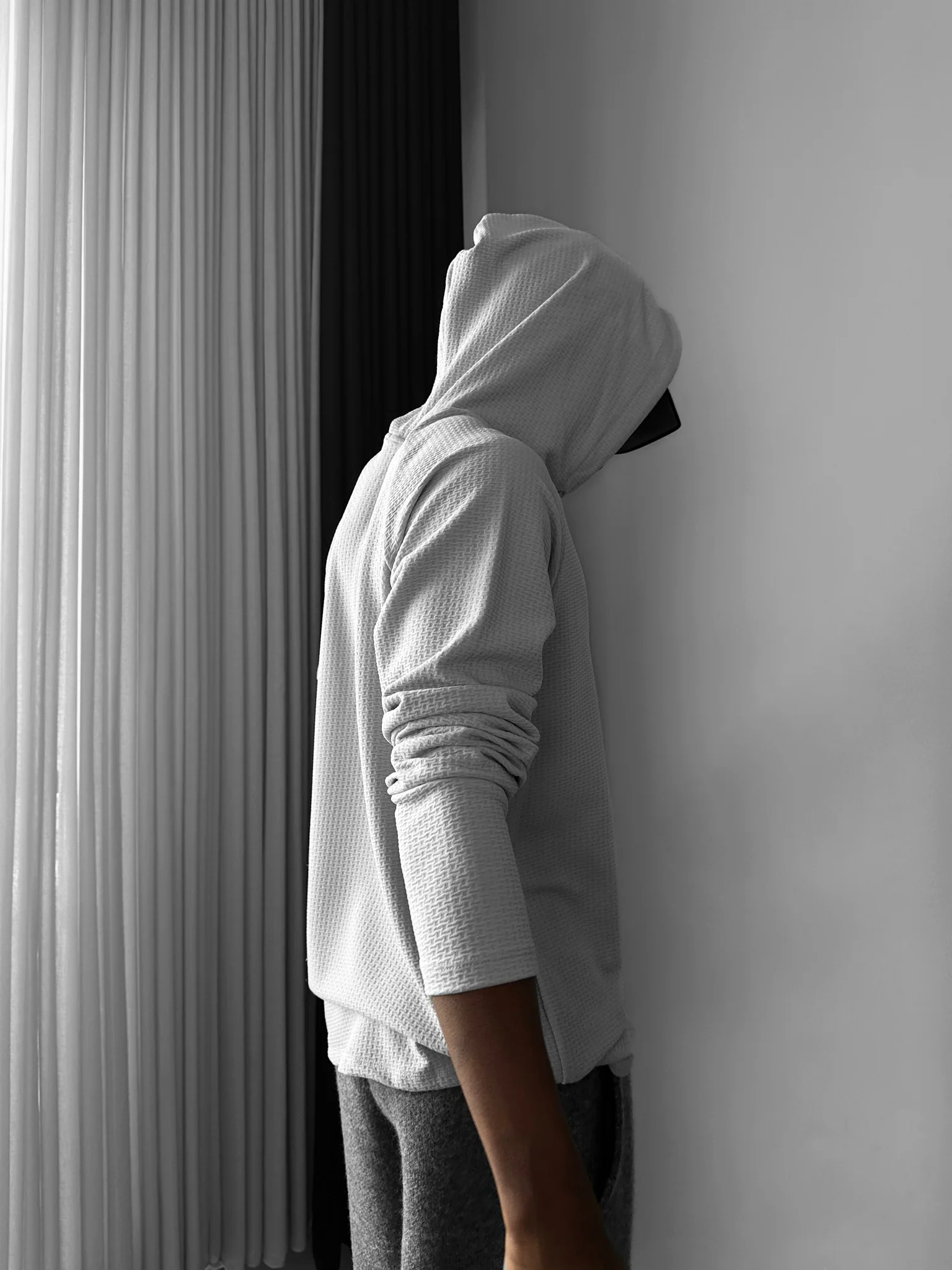 Loose Fit Thin Hoodie - Grey - Image 2