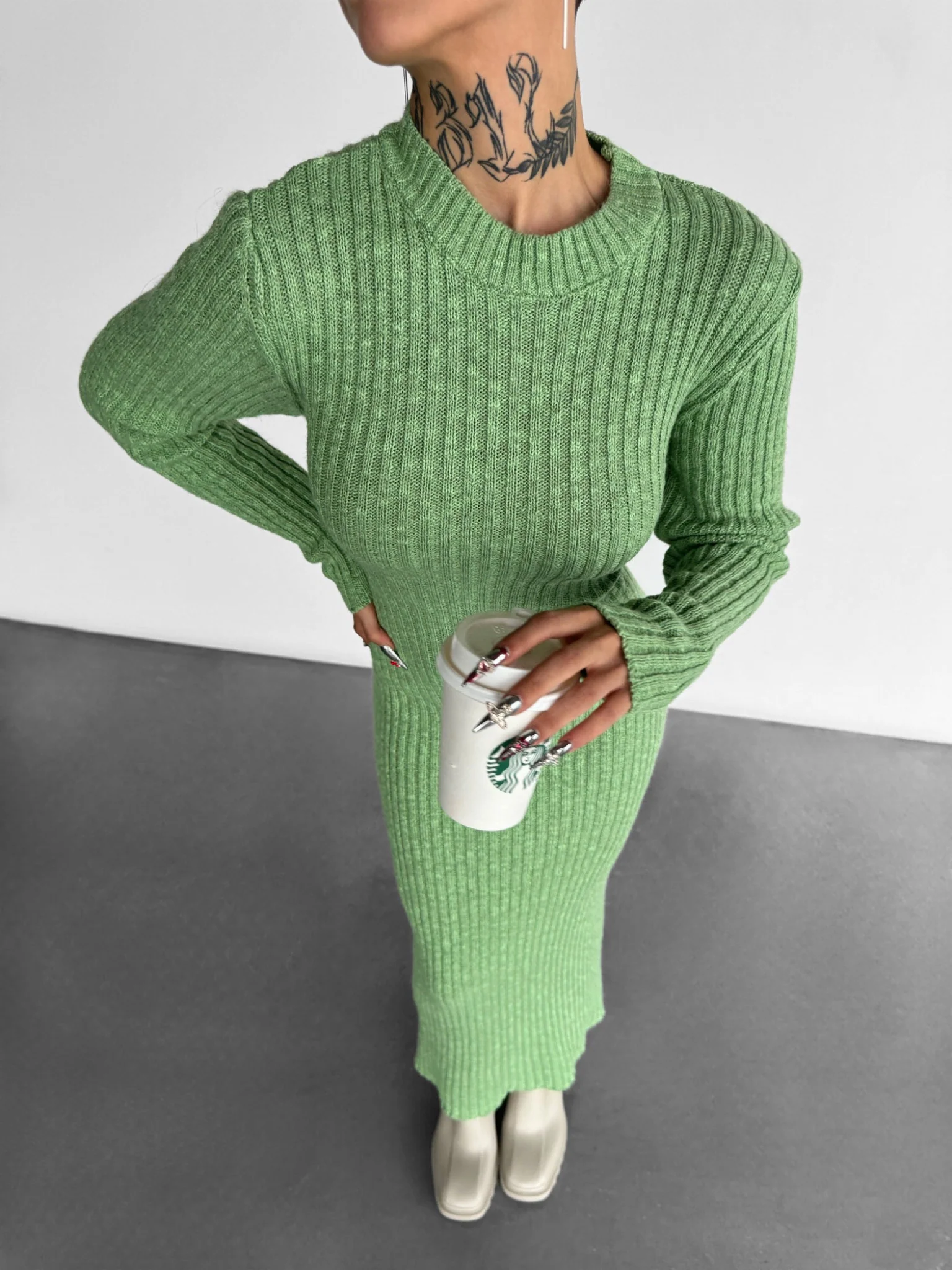 Maxi Knit Dress - Green - Image 3