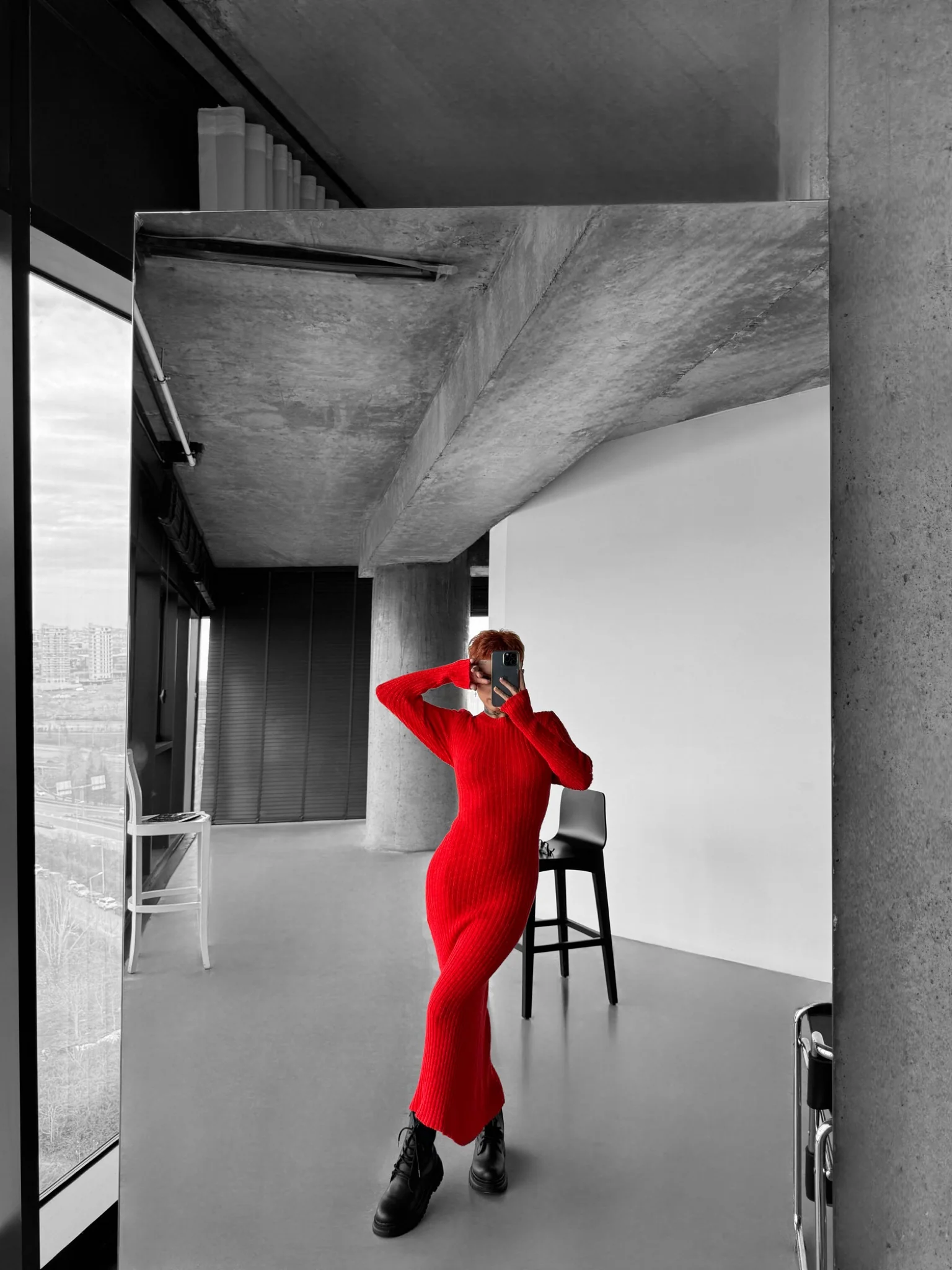 Maxi Knit Dress - Red - Image 3