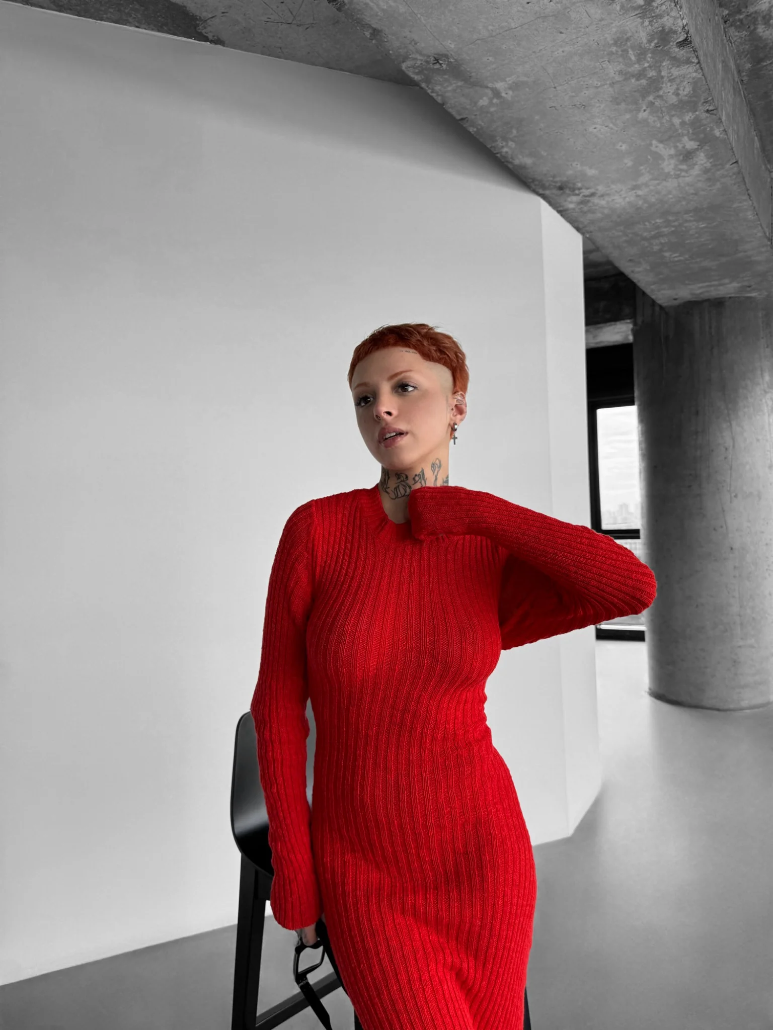 Maxi Knit Dress - Red - Image 4