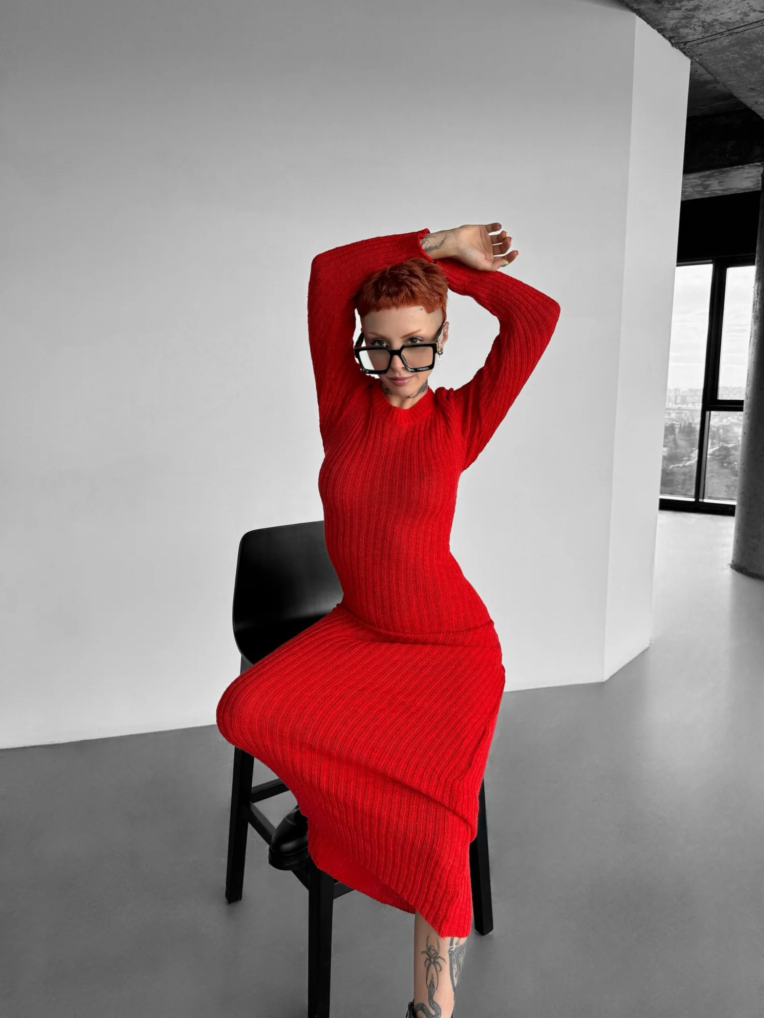 Maxi Knit Dress - Red - Image 9