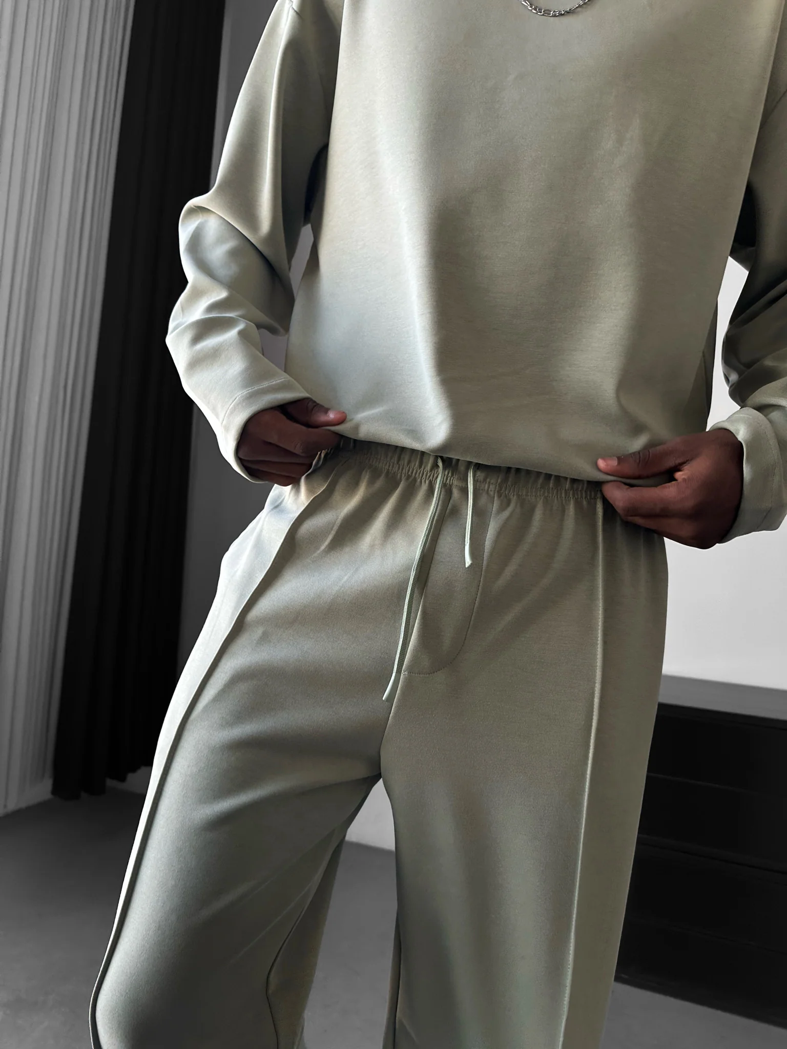 Modal Pleated Trousers - Mint Green - Image 2