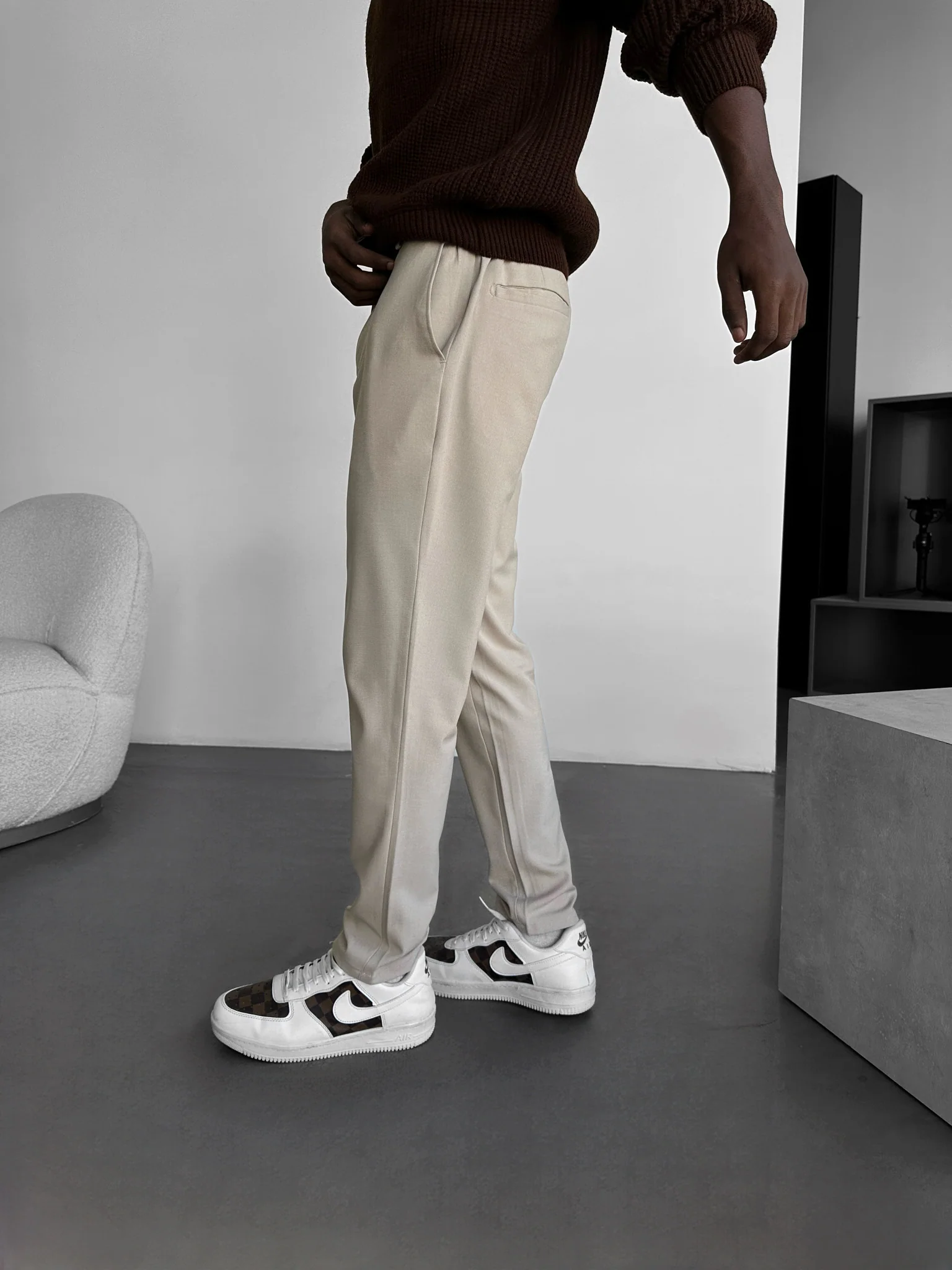 Modern Cut Casual Trousers - Beige - Image 4