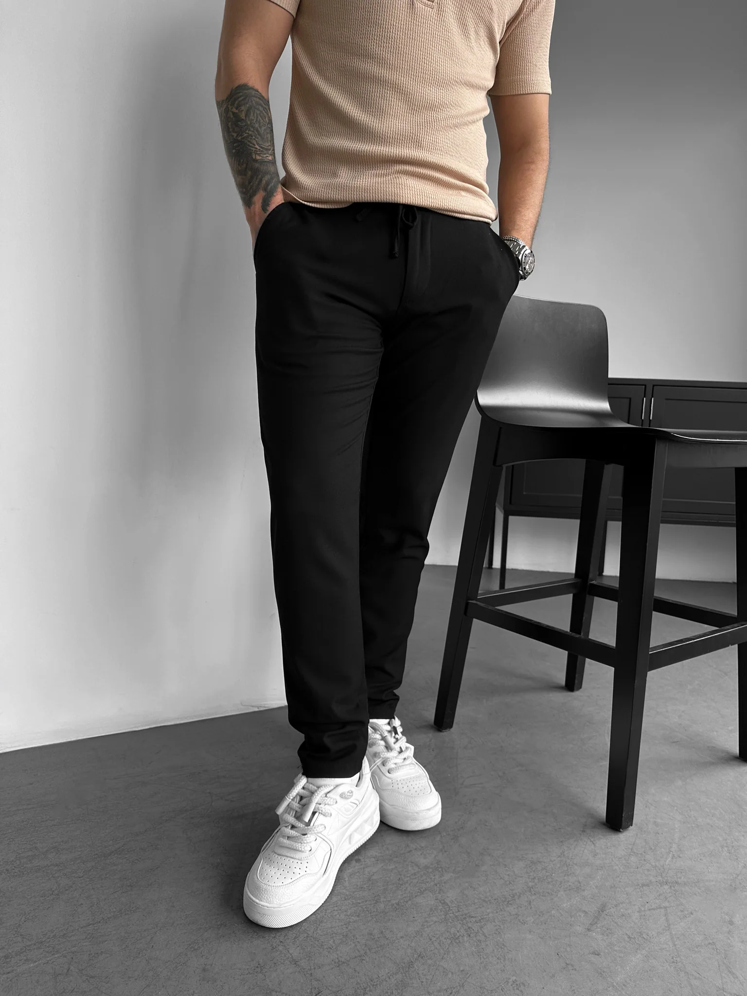 Modern Cut Casual Trousers - Black - Image 2