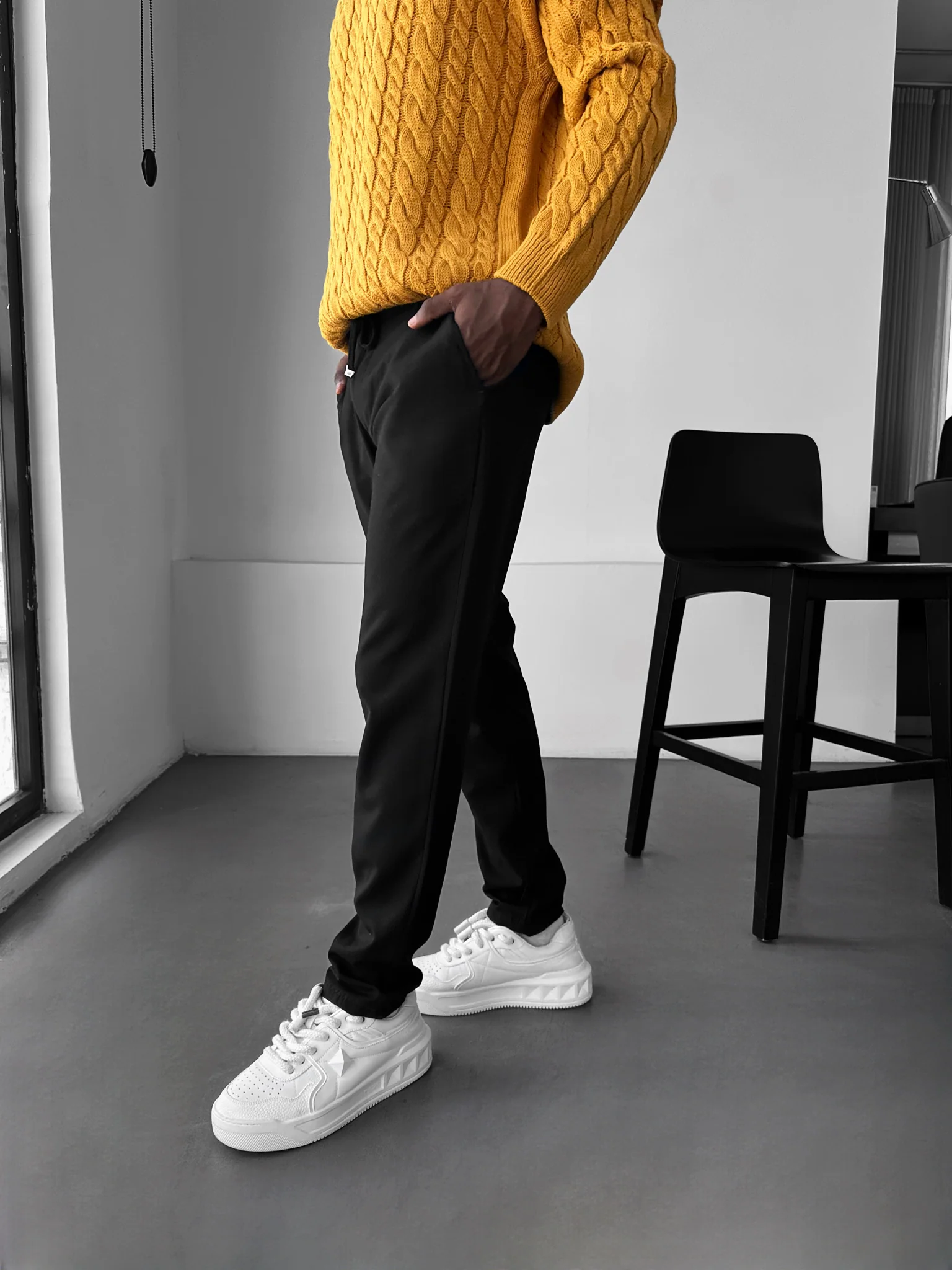 Modern Cut Casual Trousers - Black - Image 3