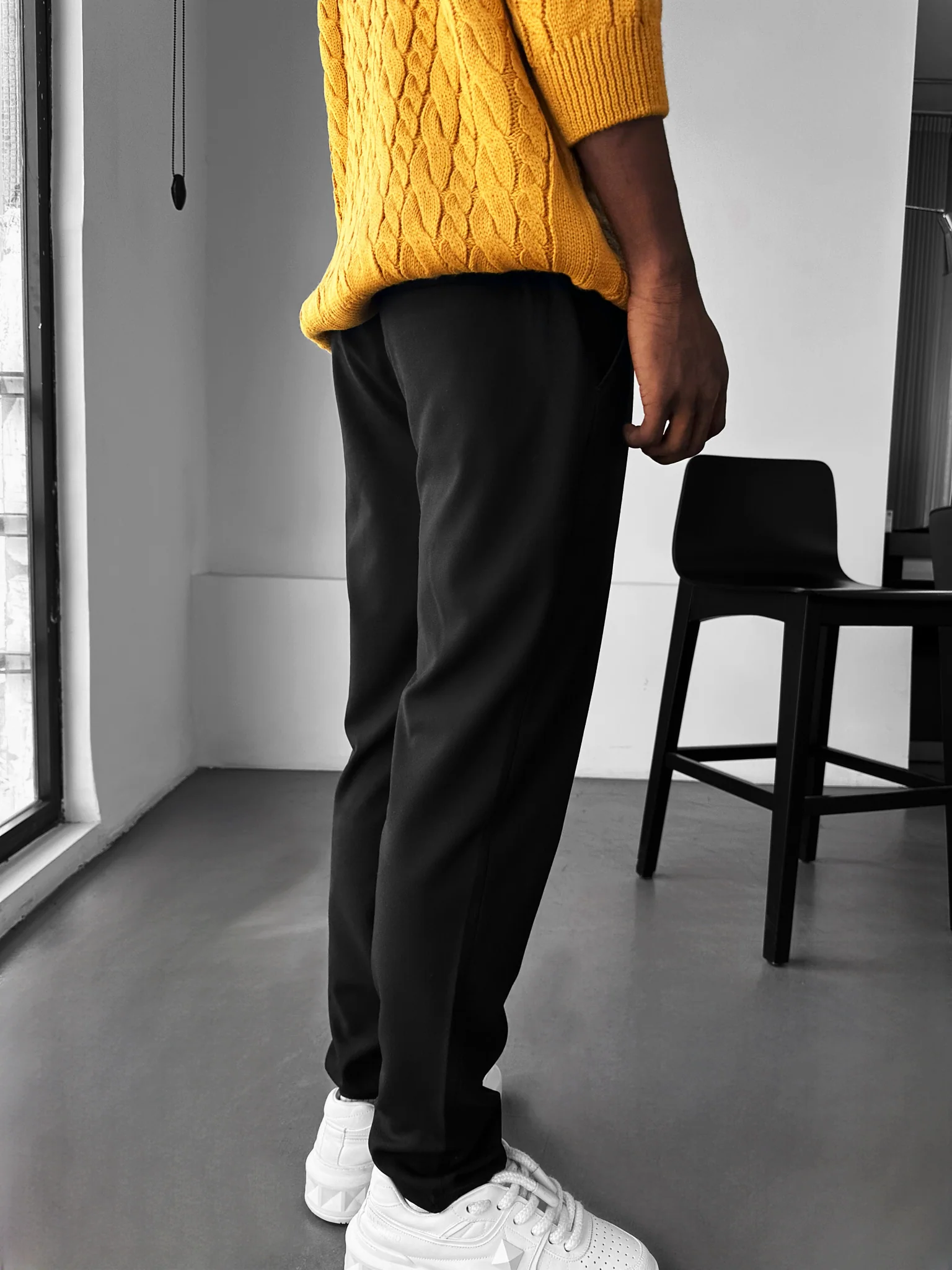 Modern Cut Casual Trousers - Black - Image 4