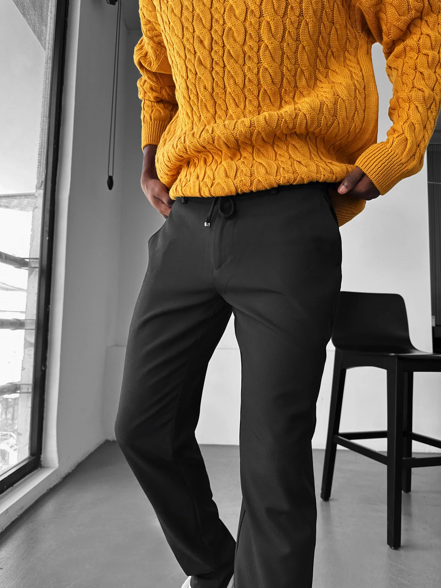 Modern Cut Casual Trousers - Black - Image 5