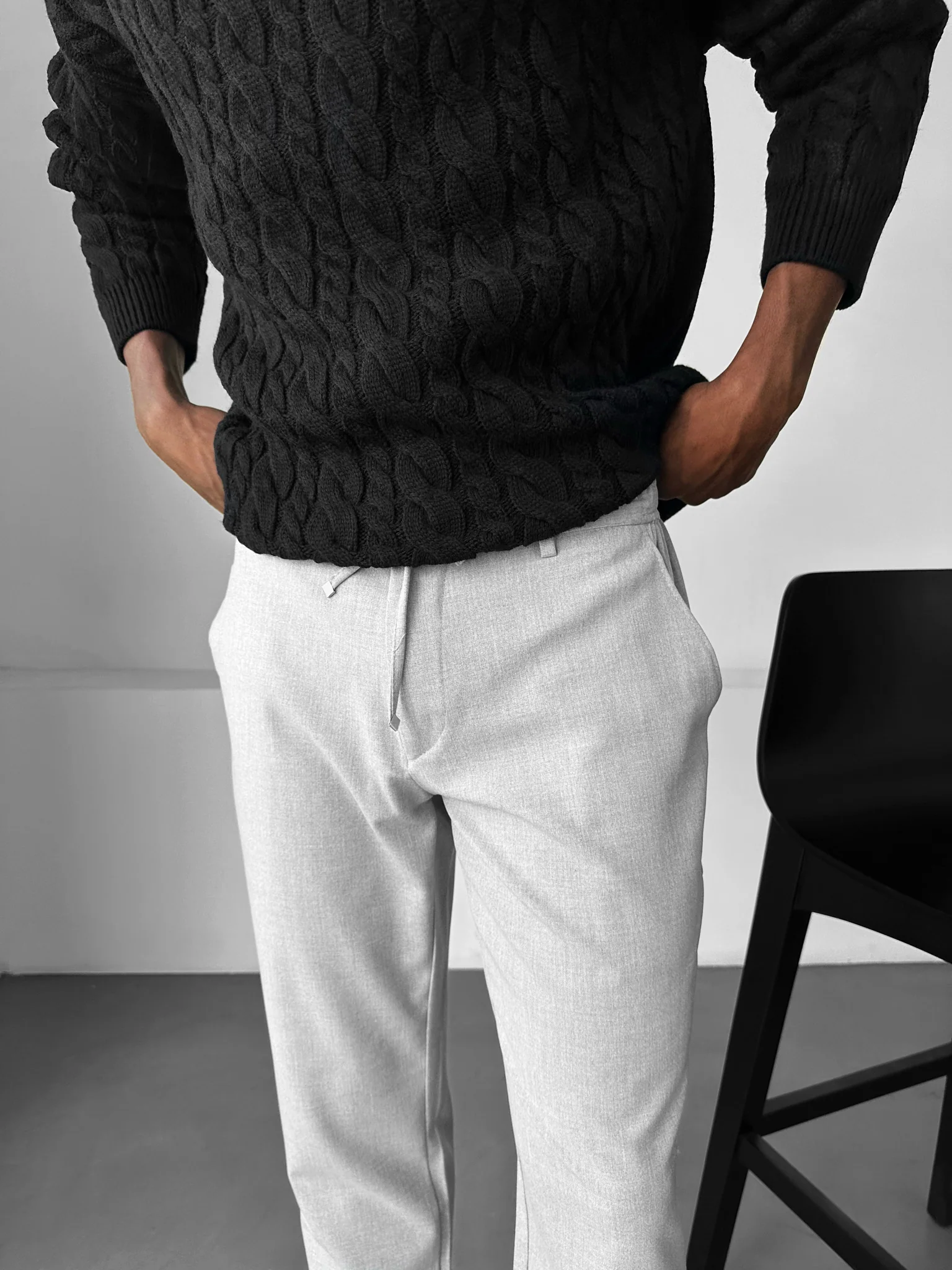 Modern Cut Casual Trousers - Grey - Image 3