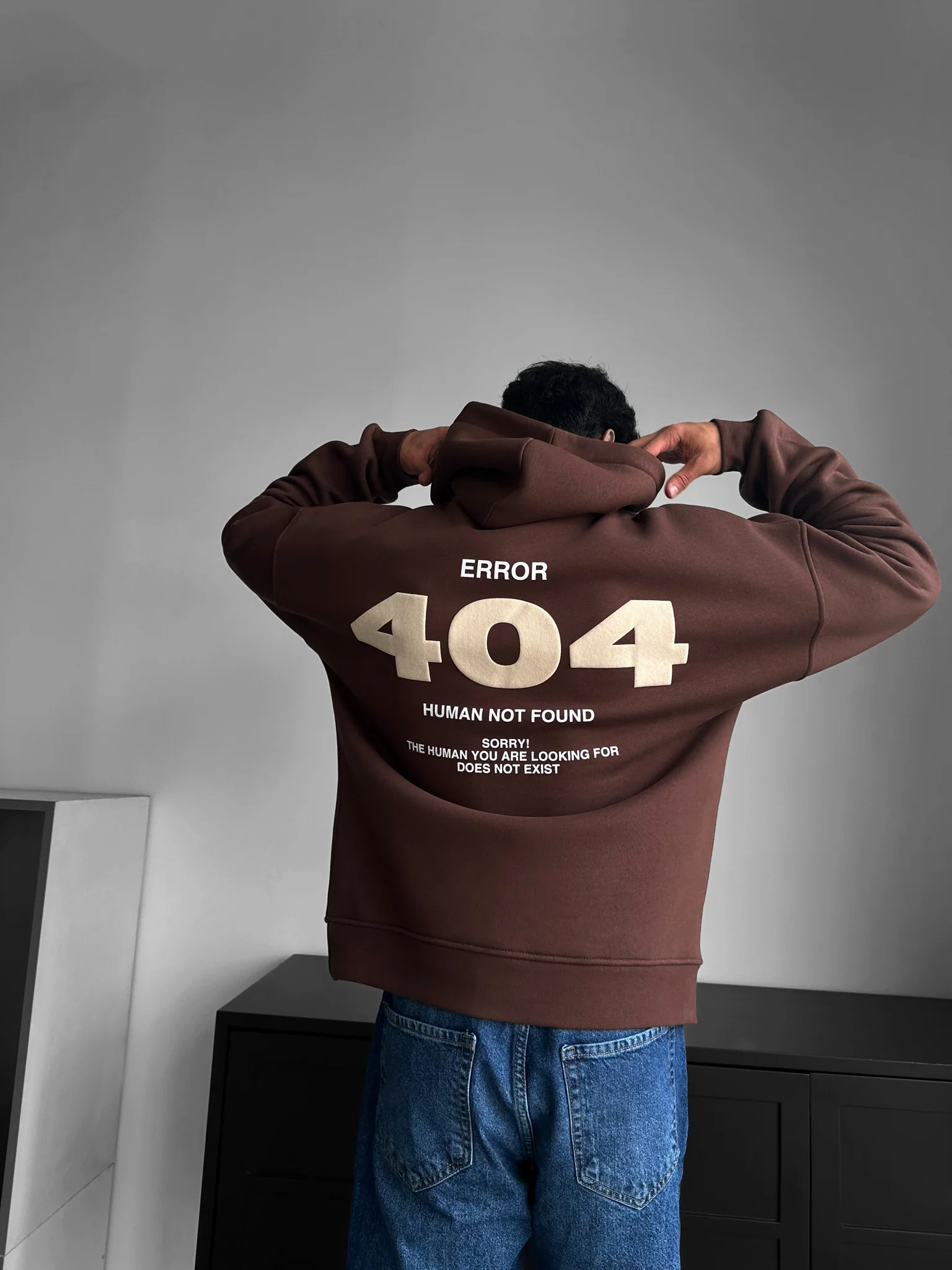 Oversize 404 Hoodie - Brown - Image 3