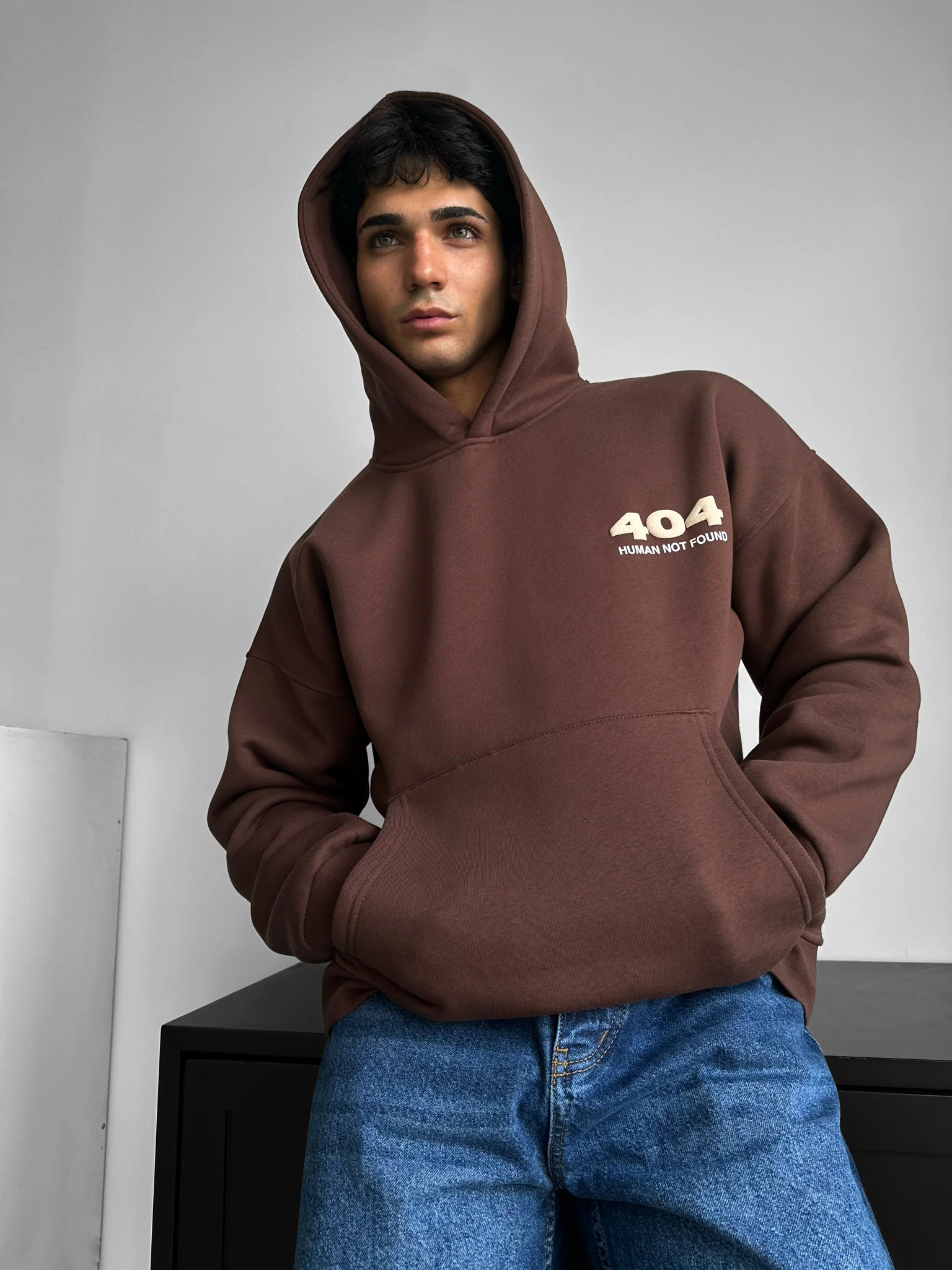 Oversize 404 Hoodie - Brown - Image 4