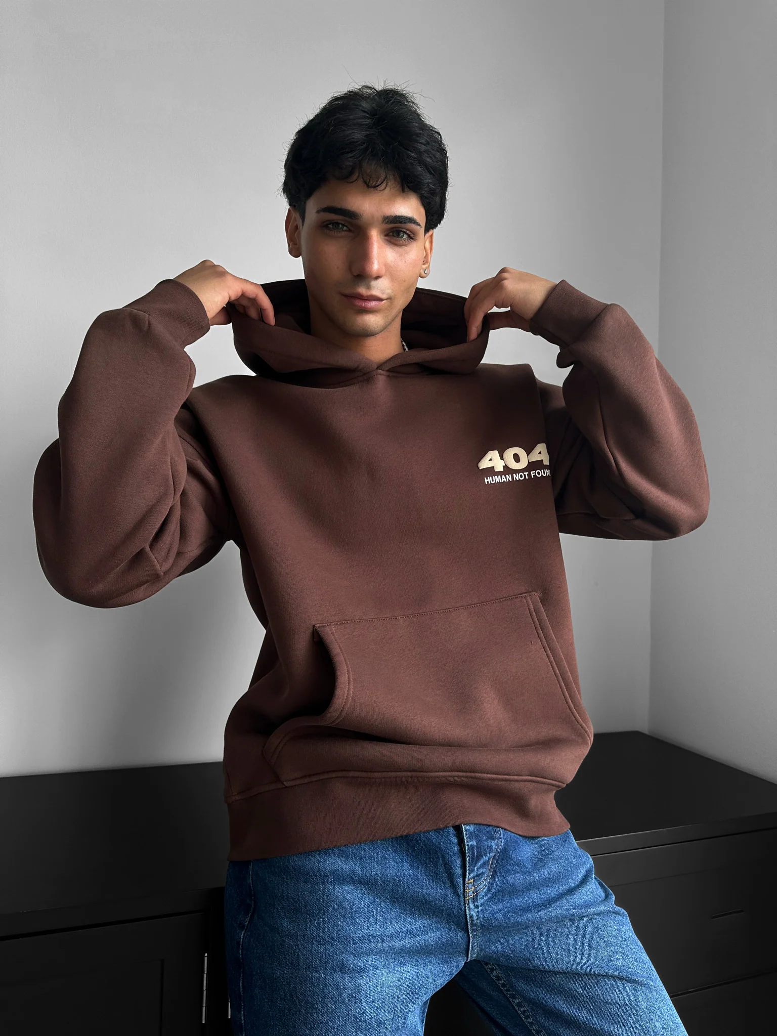 Oversize 404 Hoodie - Brown - Image 5