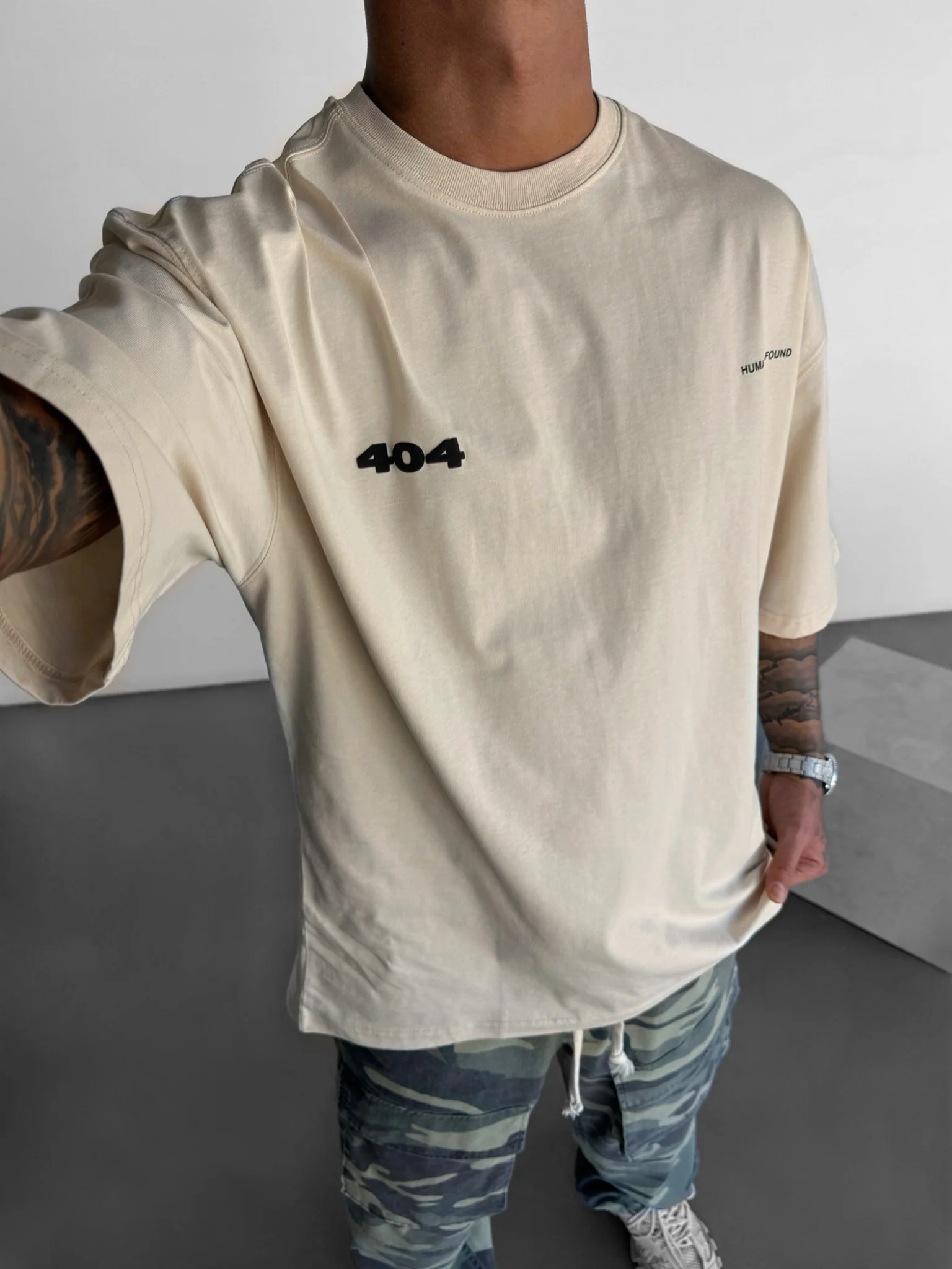 Oversize 404 T-shirt - Beige - Image 3