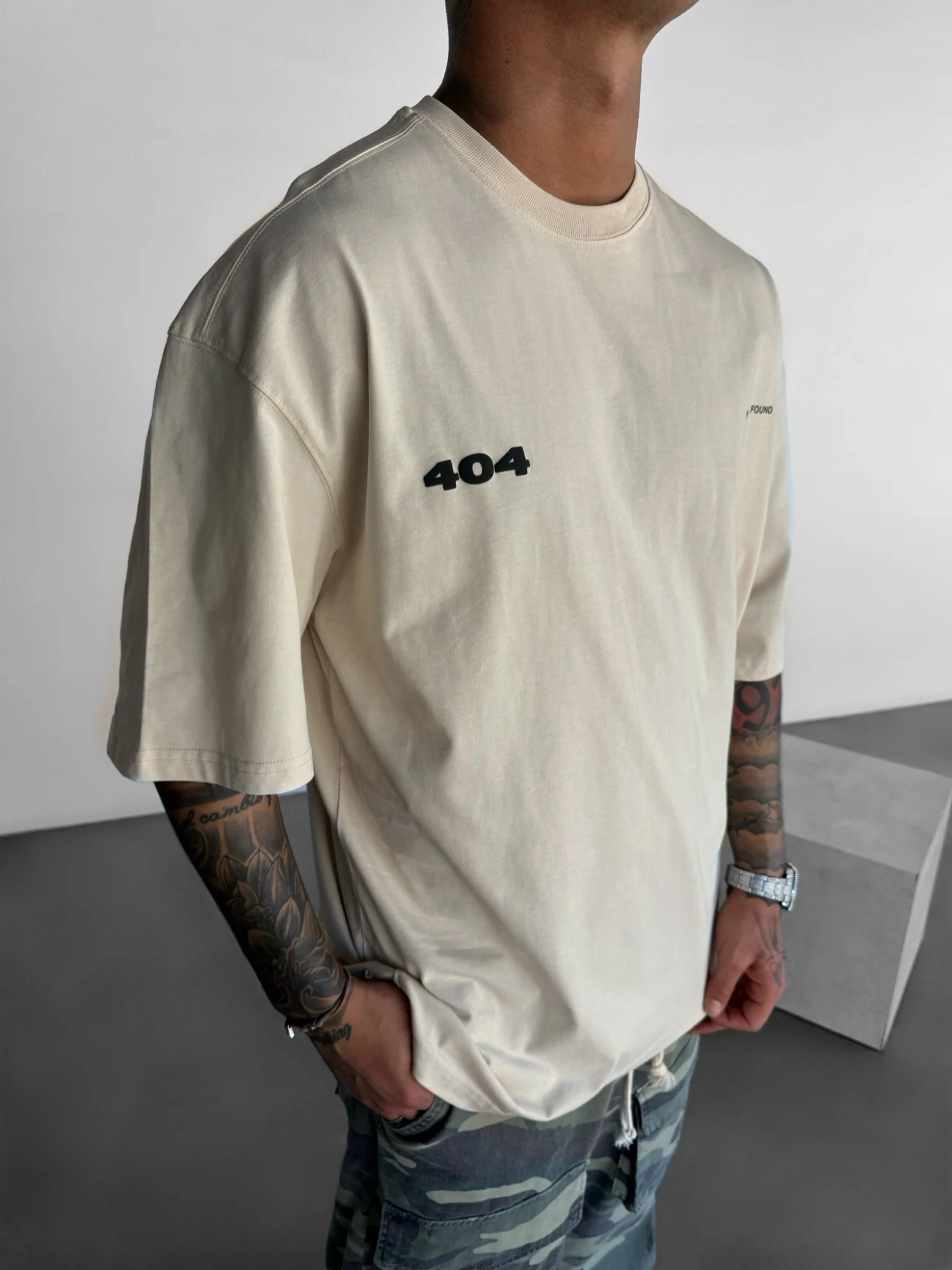 Oversize 404 T-shirt - Beige - Image 4