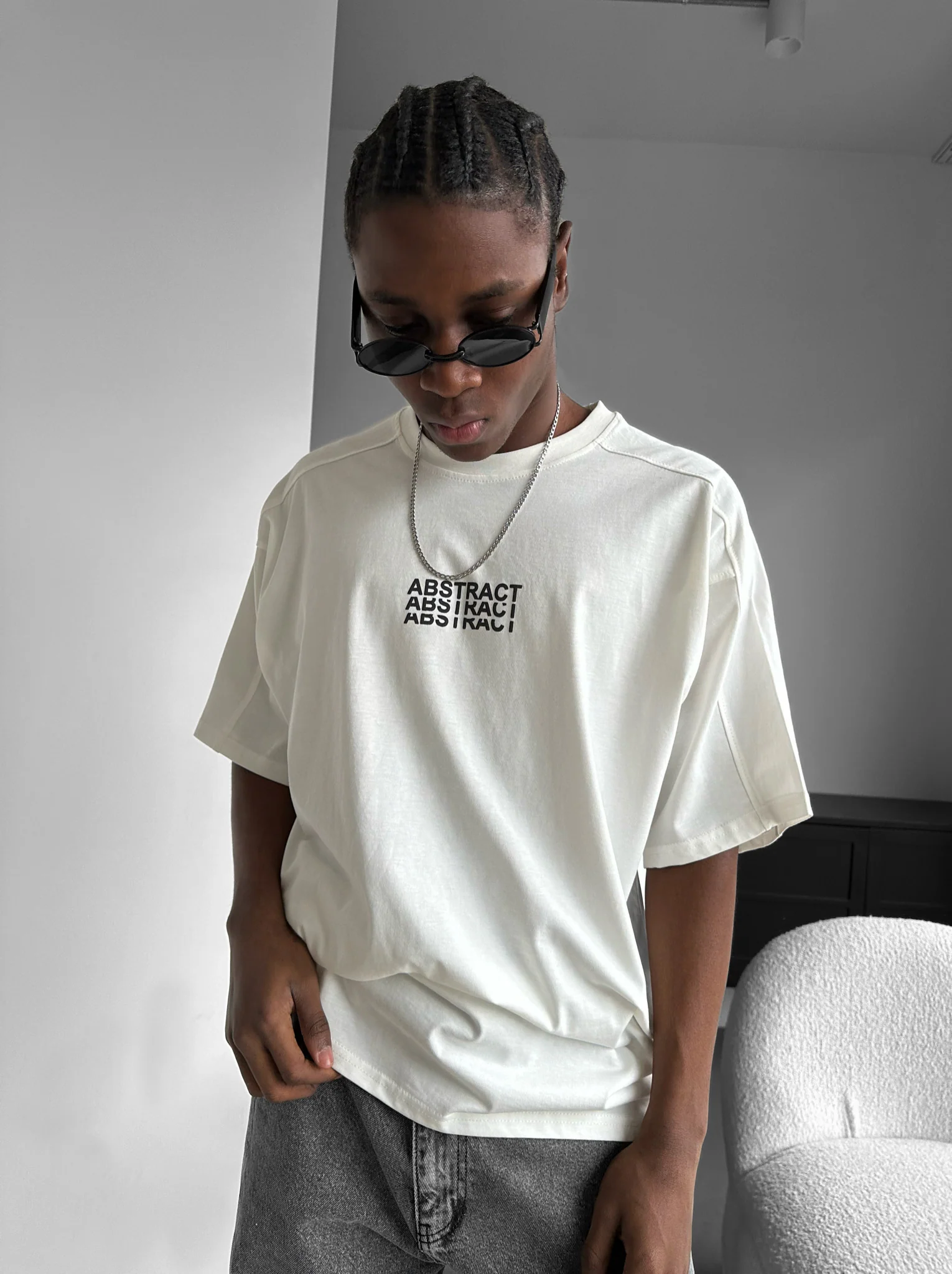 Oversize Abstract T-shirt - Ecru - Image 2