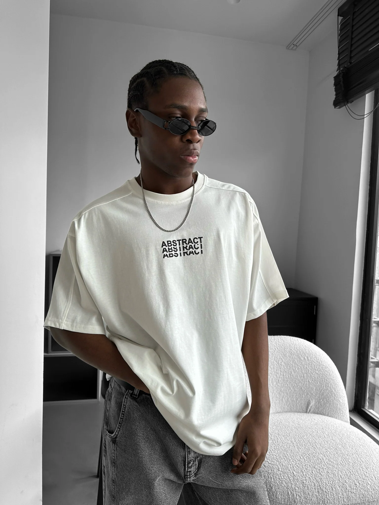 Oversize Abstract T-shirt - Ecru - Image 3