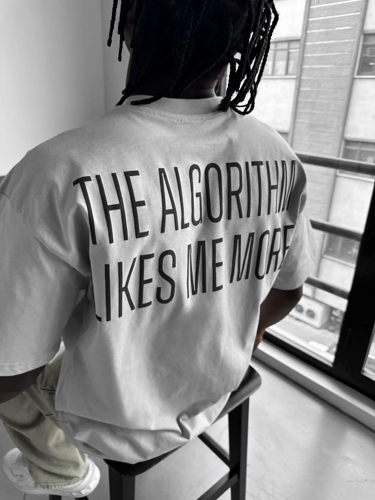 Oversize "Algorithm" T-Shirt - Grey - Image 3