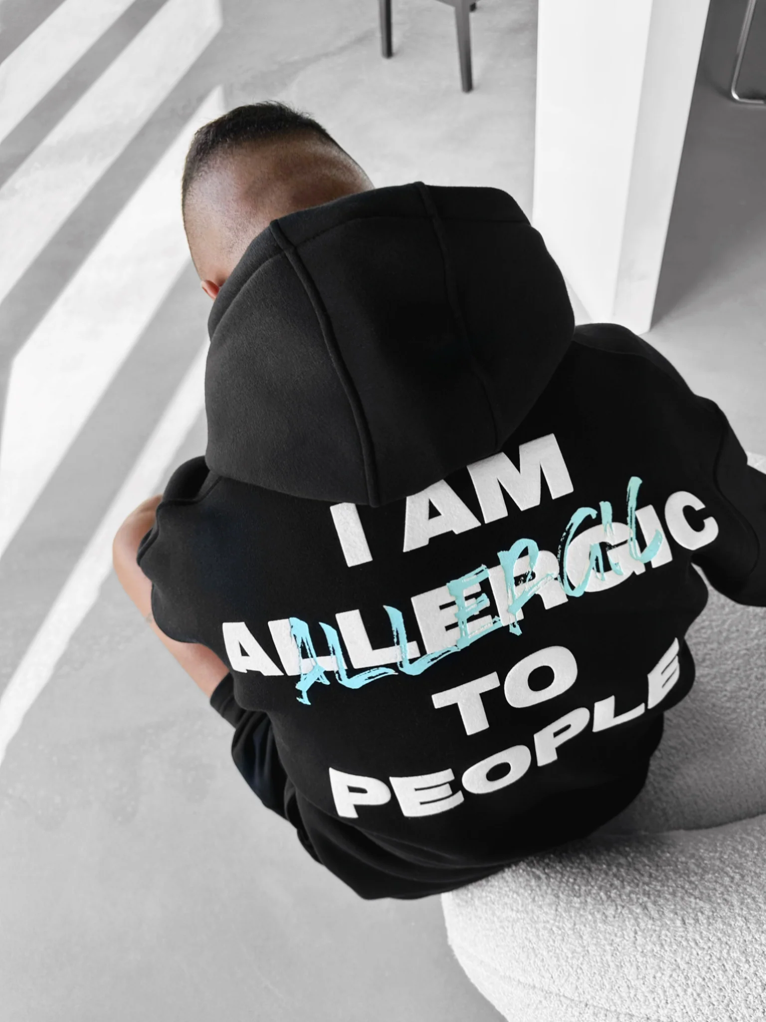 Oversize Allergic Hoodie - Black - Image 2