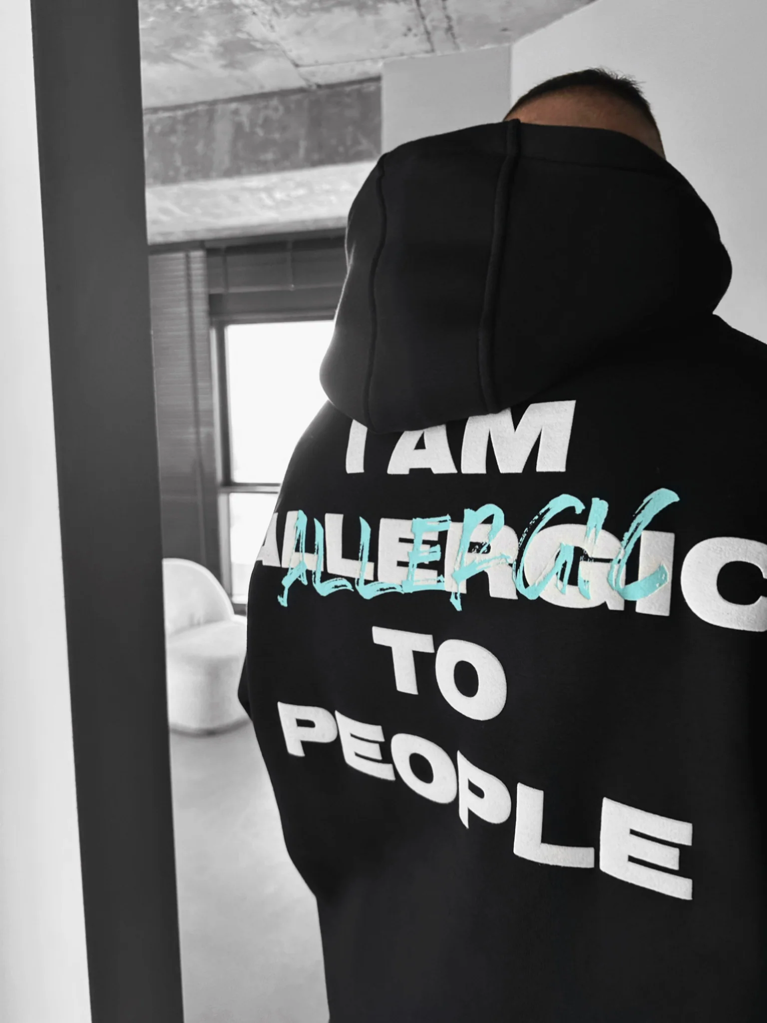 Oversize Allergic Hoodie - Black - Image 4