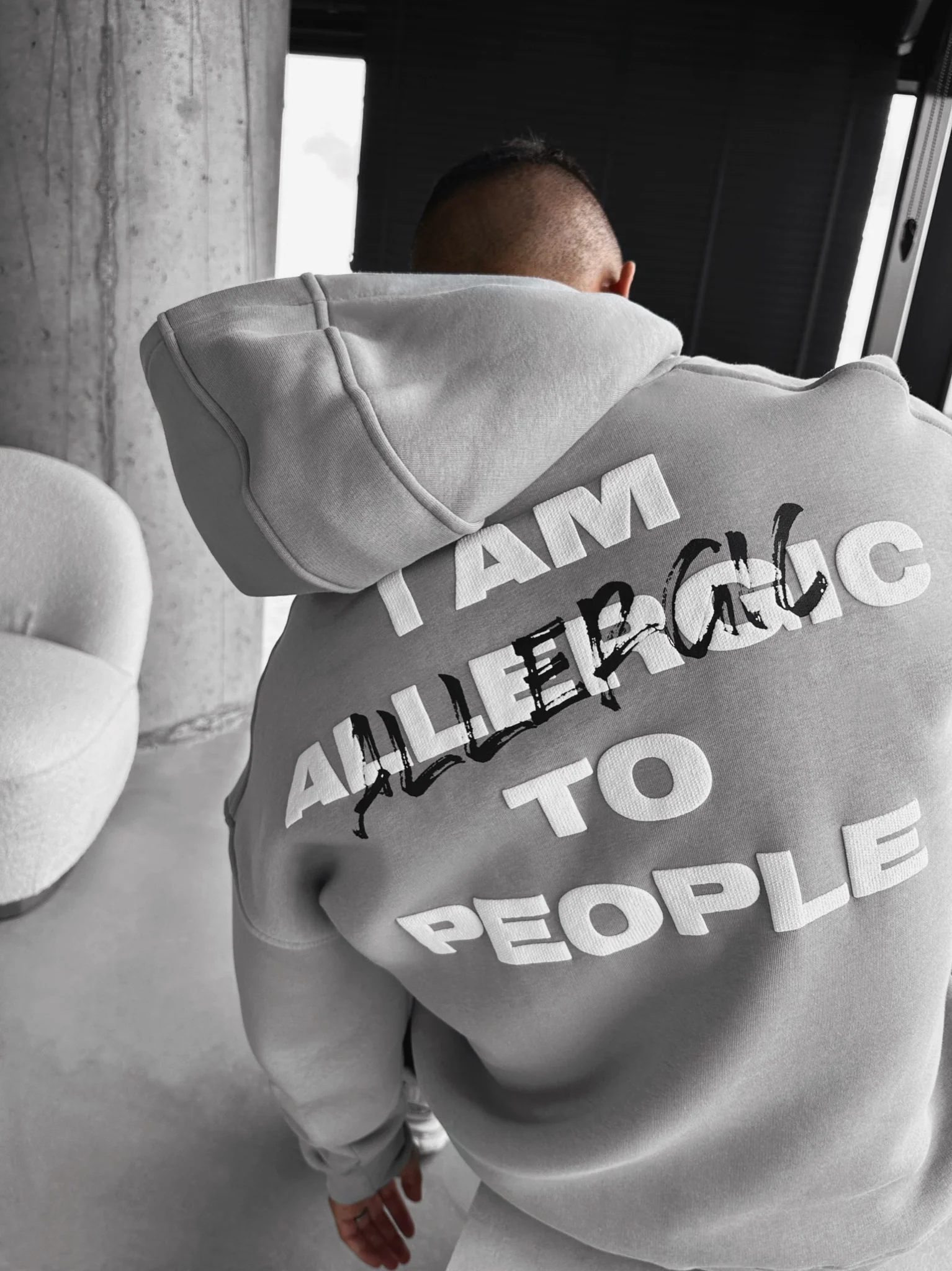 Oversize Allergic Hoodie - Grey - Image 4