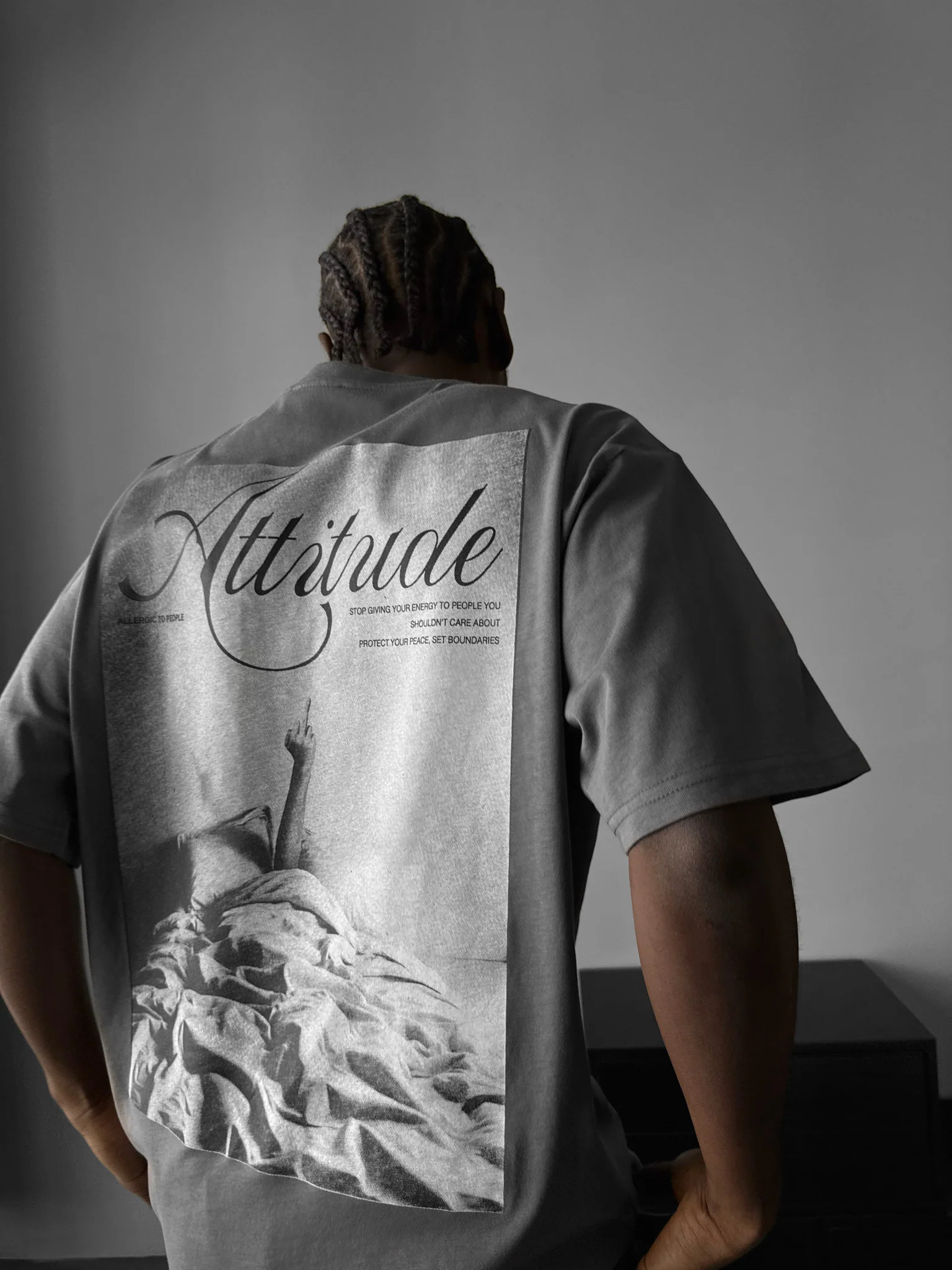 Oversize 'Attitude' T-Shirt - Anthracite - Image 4
