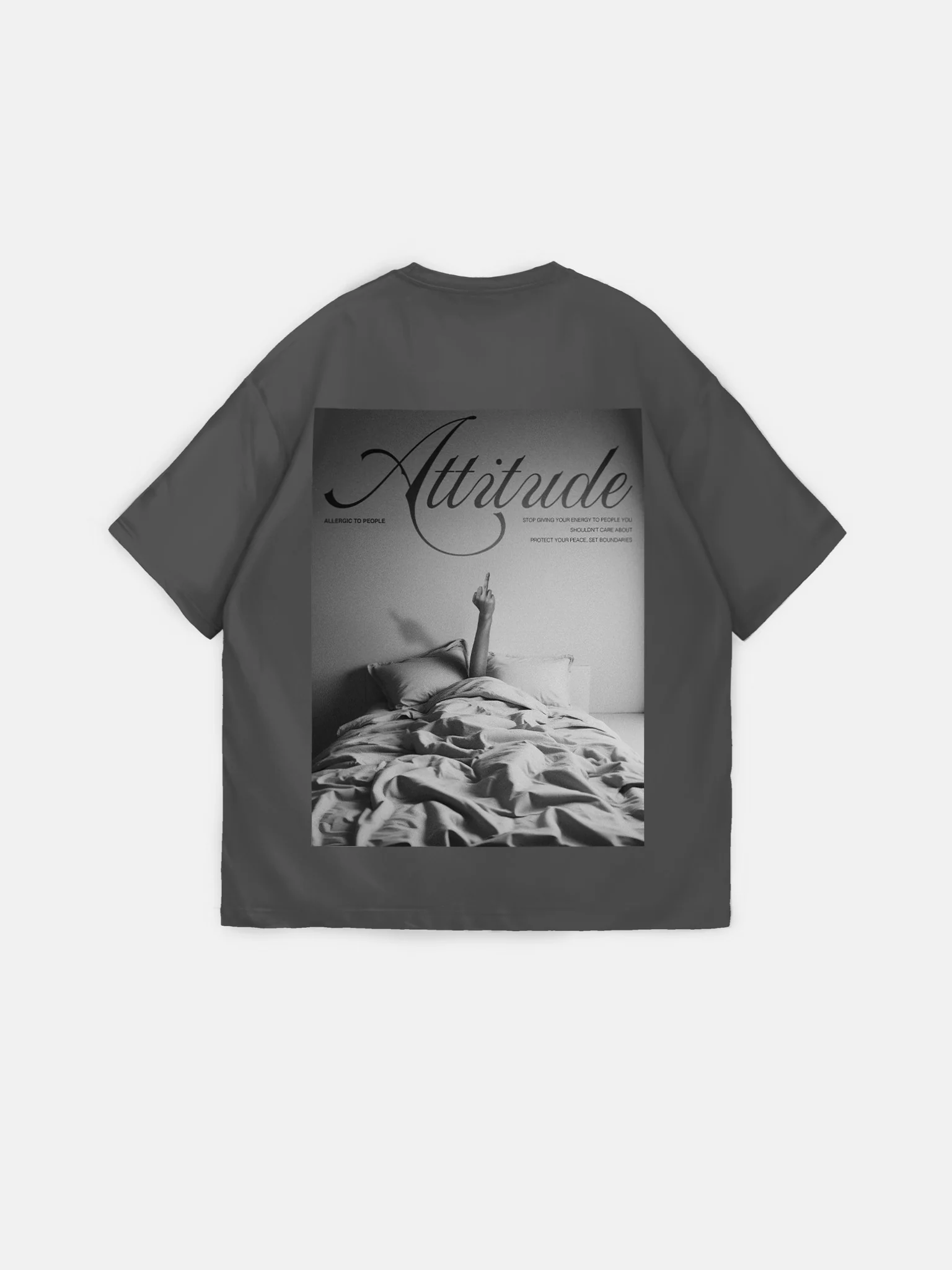 Oversize 'Attitude' T-Shirt - Anthracite - Image 7