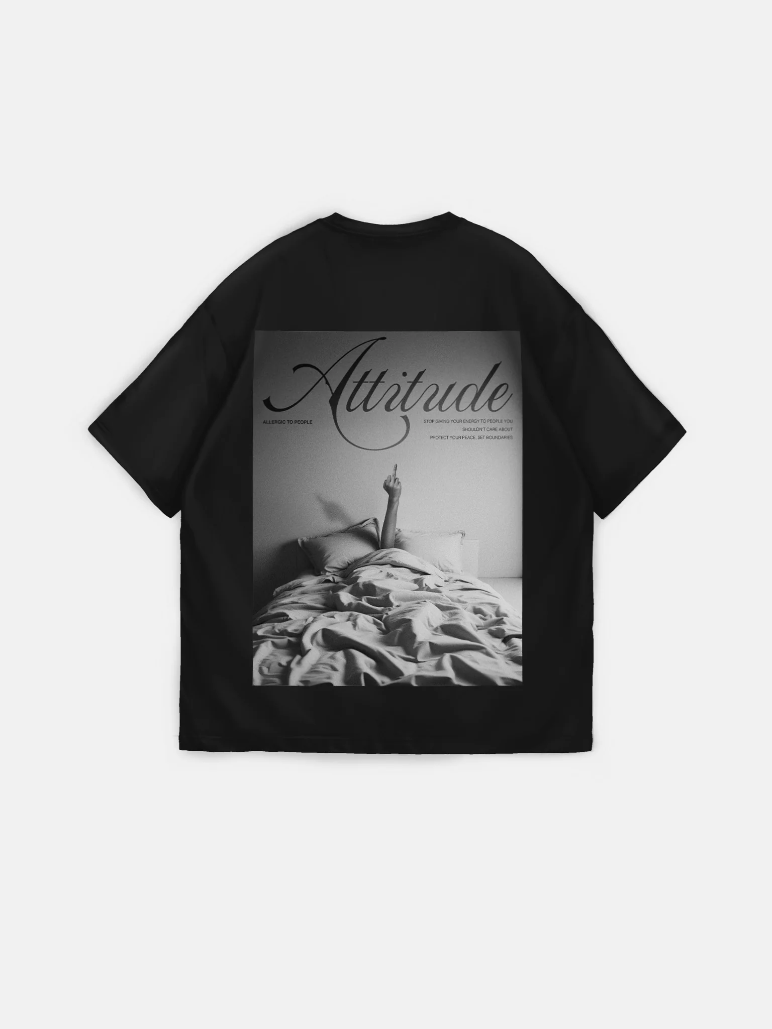 Oversize 'Attitude' T-Shirt - Black - Image 2