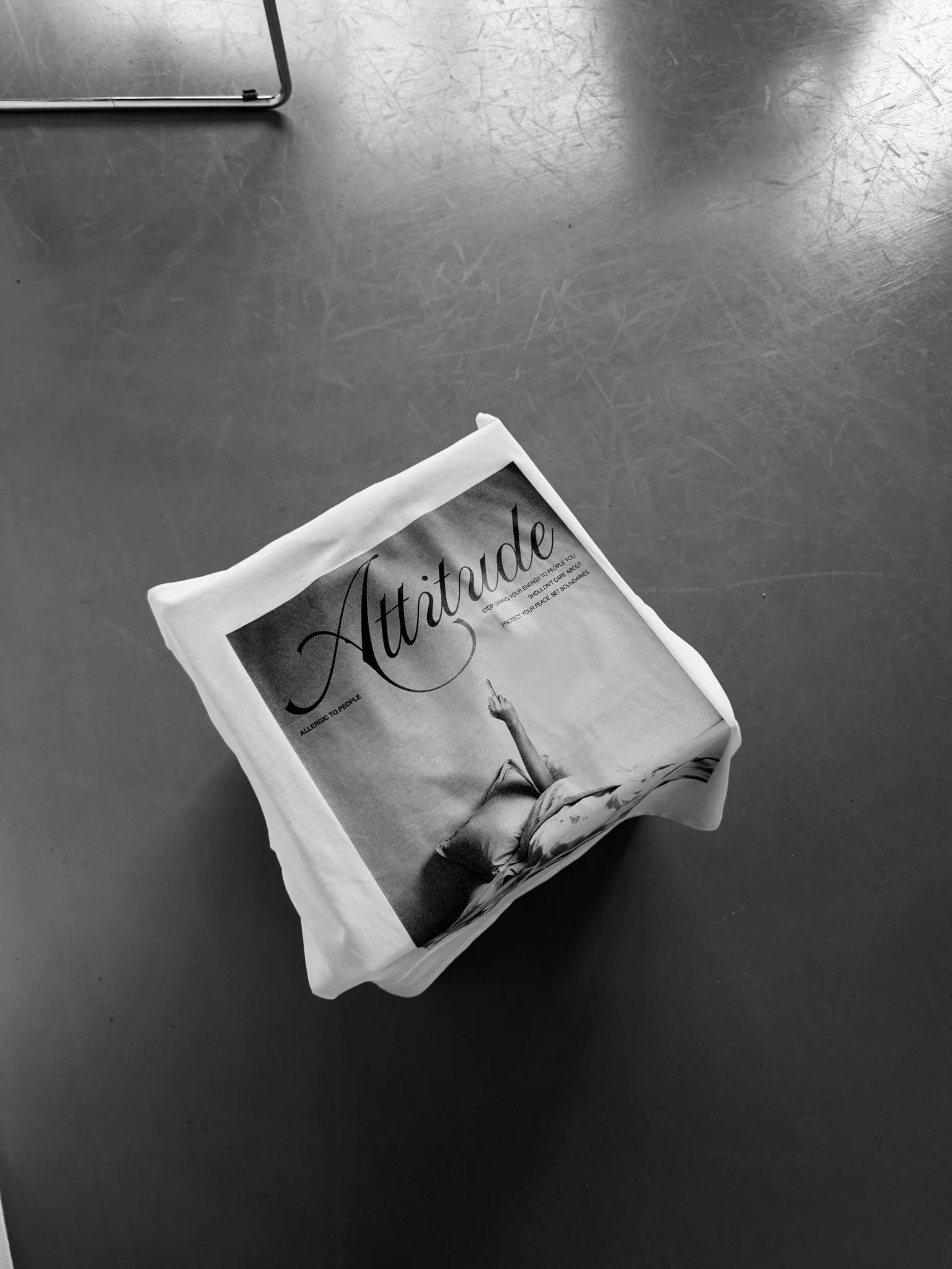 Oversize 'Attitude' T-Shirt - Ecru - Image 2