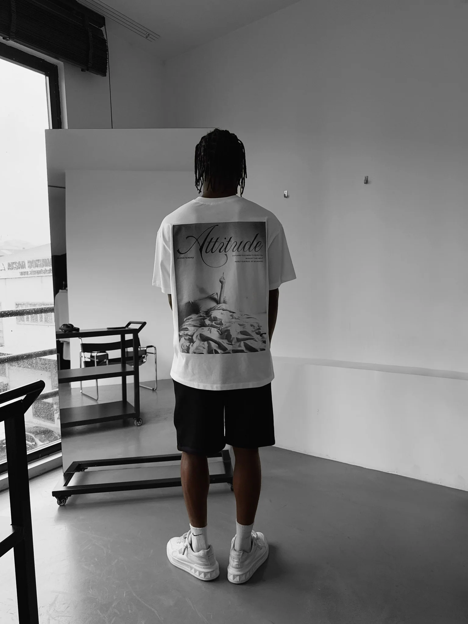 Oversize 'Attitude' T-Shirt - Ecru - Image 4