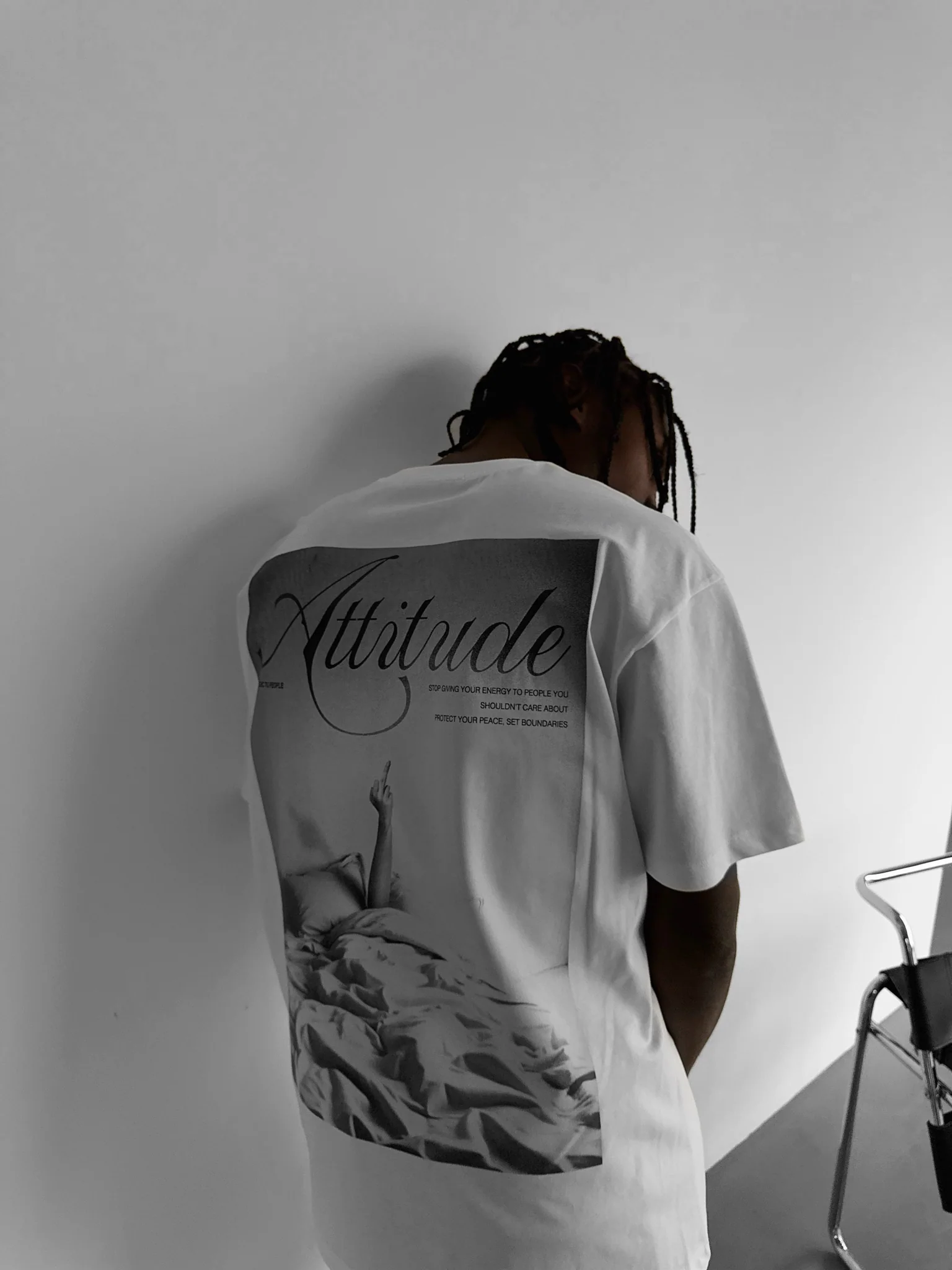 Oversize 'Attitude' T-Shirt - Ecru - Image 5