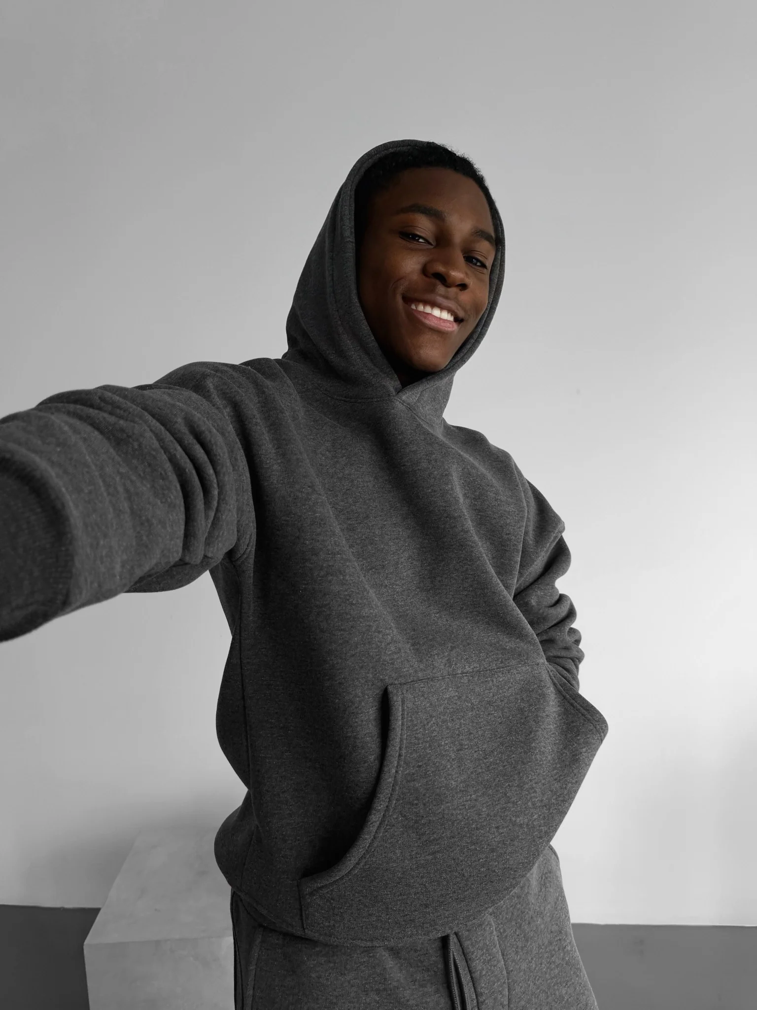 Oversize Basic Hoodie - Anthracite Melange - Image 2