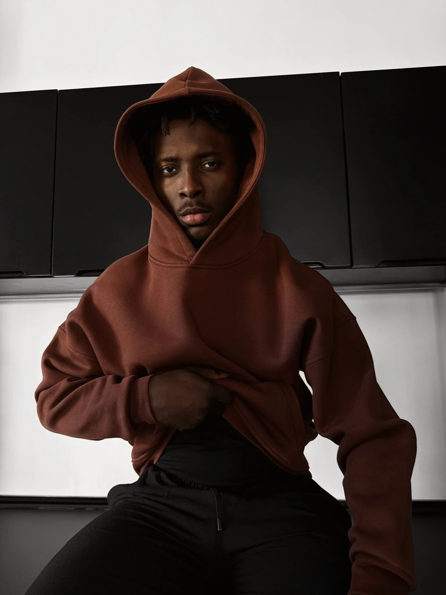 Oversize Basic Hoodie - Chocolate Brown - Image 2
