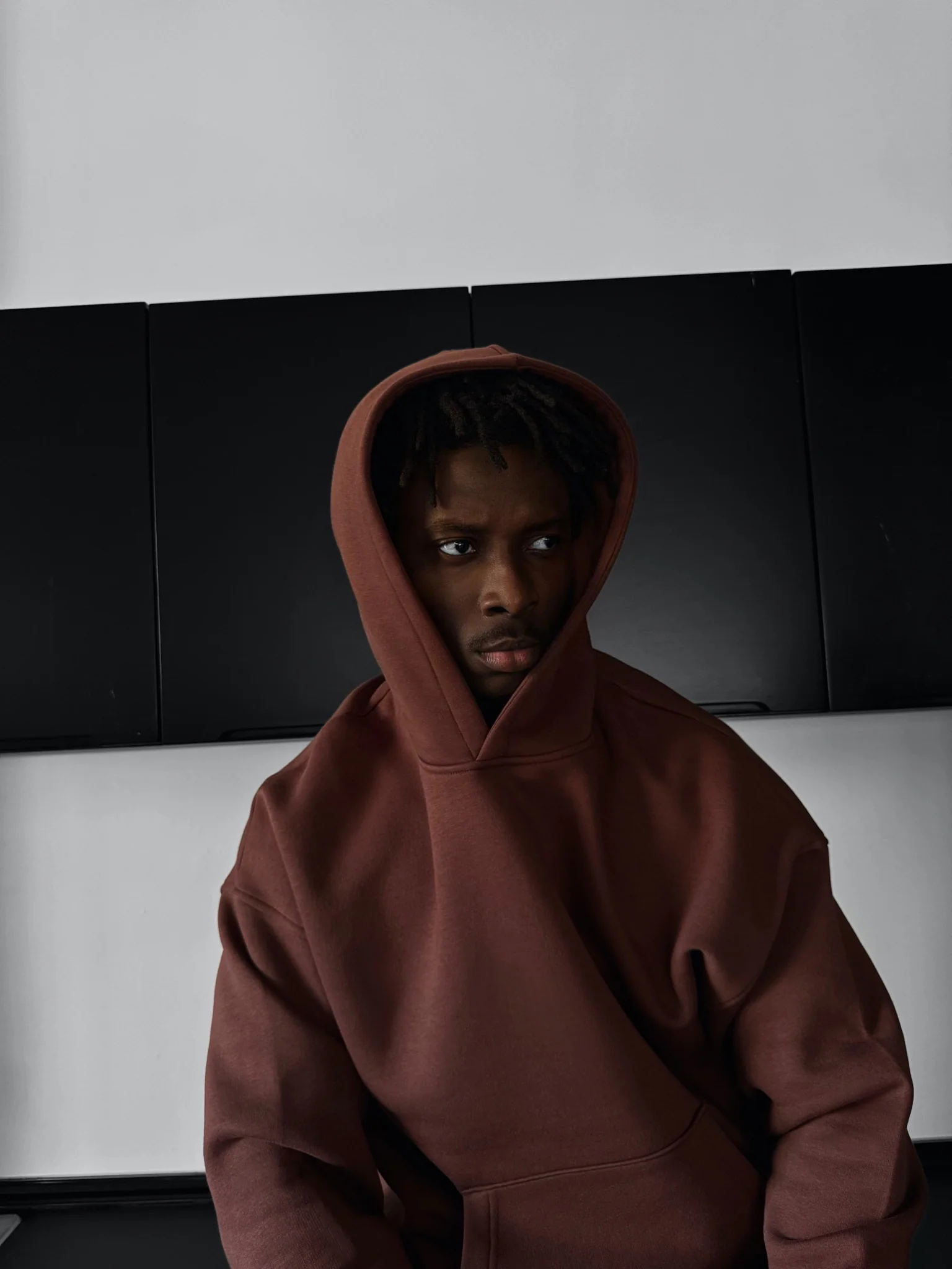 Oversize Basic Hoodie - Chocolate Brown - Image 3