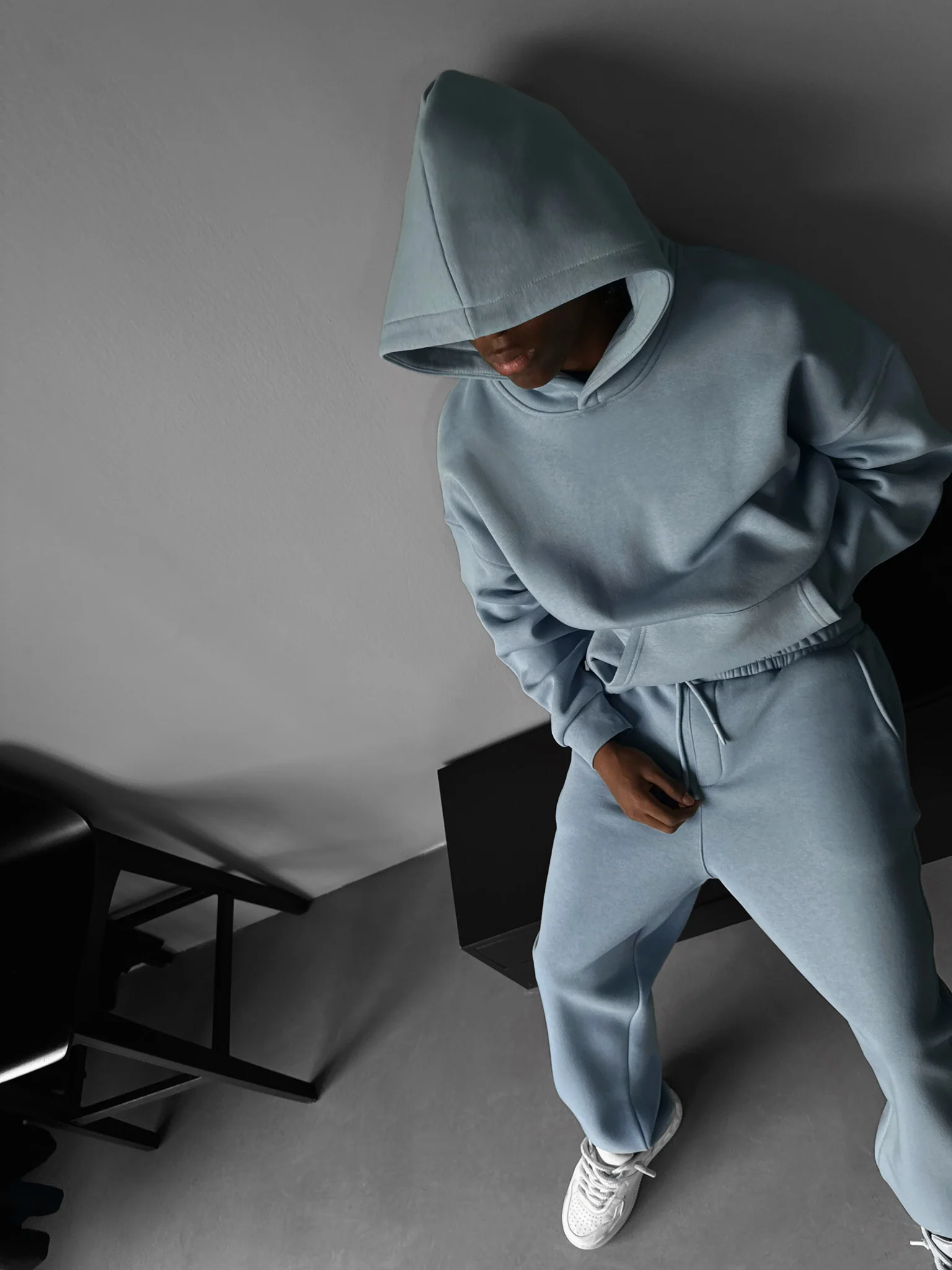 Oversize Basic Hoodie - Faded Denim - Image 2