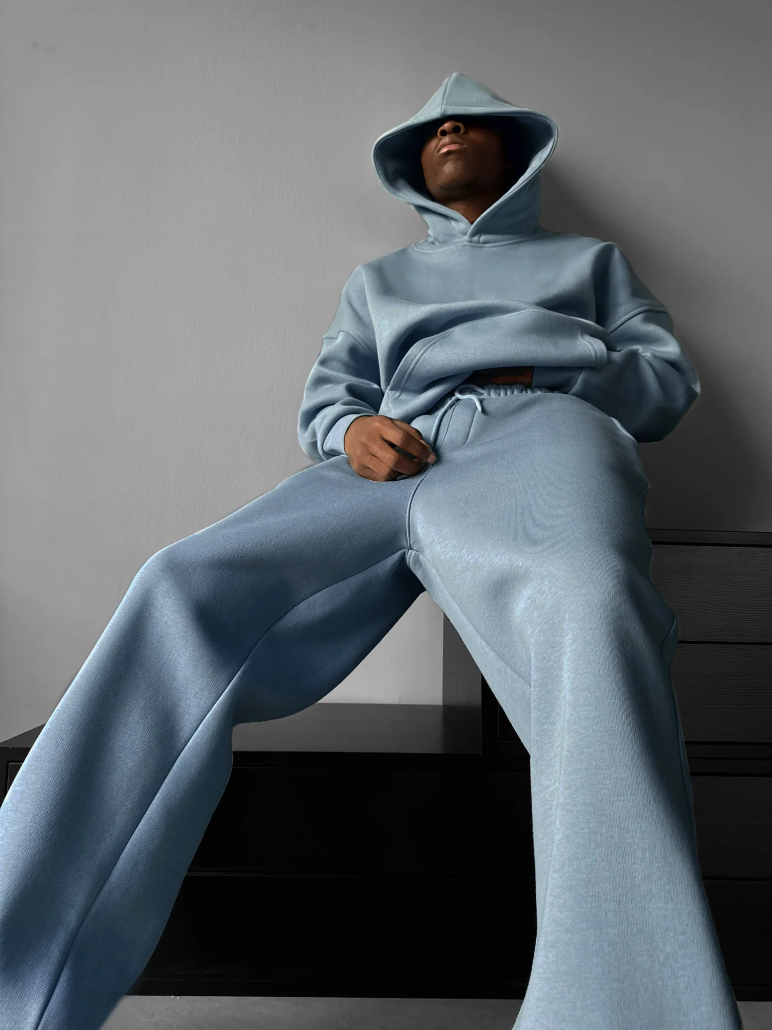 Oversize Basic Hoodie - Faded Denim - Image 4
