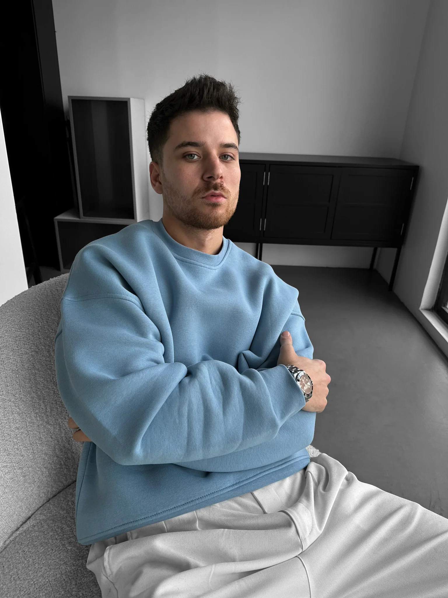 Oversize Basic Sweater - Faded Denim - Image 3