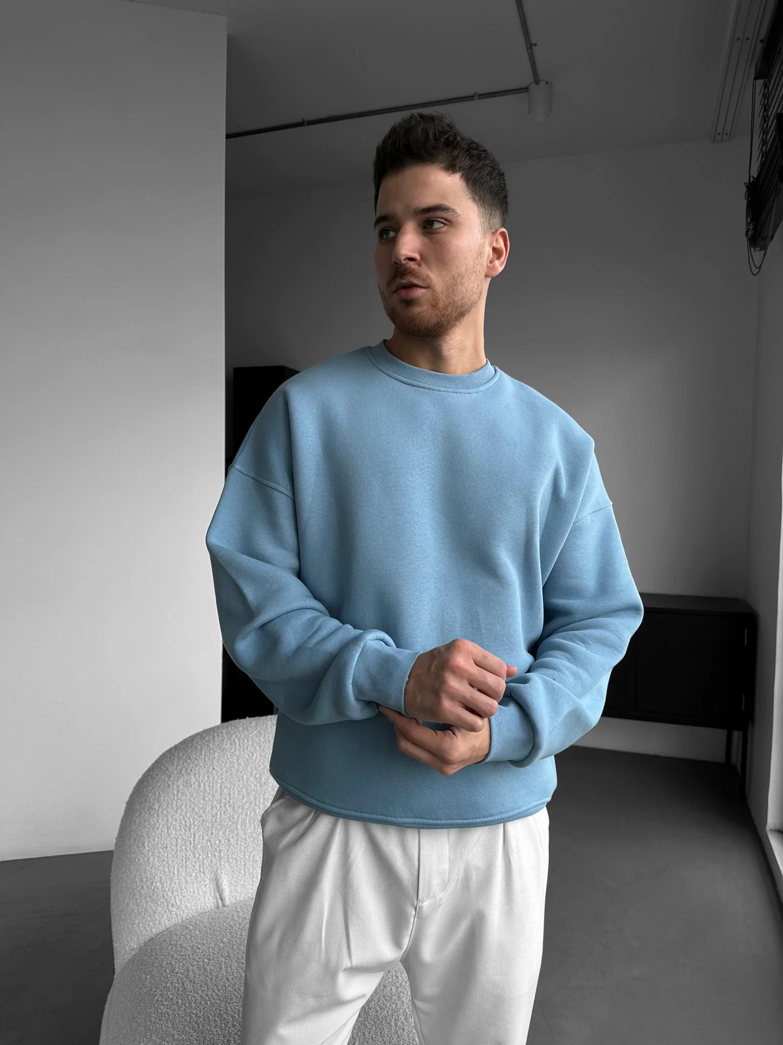 Oversize Basic Sweater - Faded Denim - Image 4