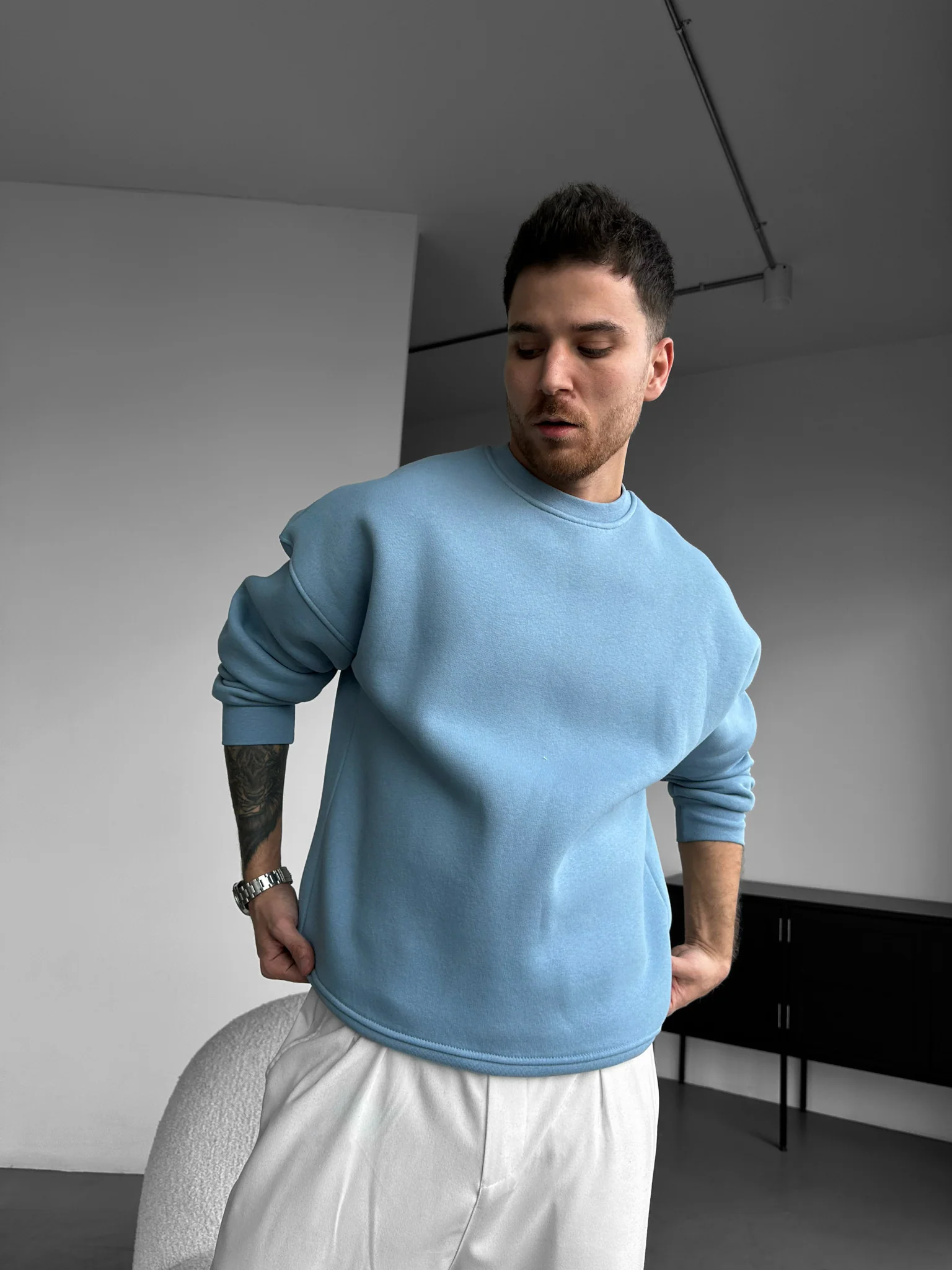 Oversize Basic Sweater - Faded Denim - Image 5