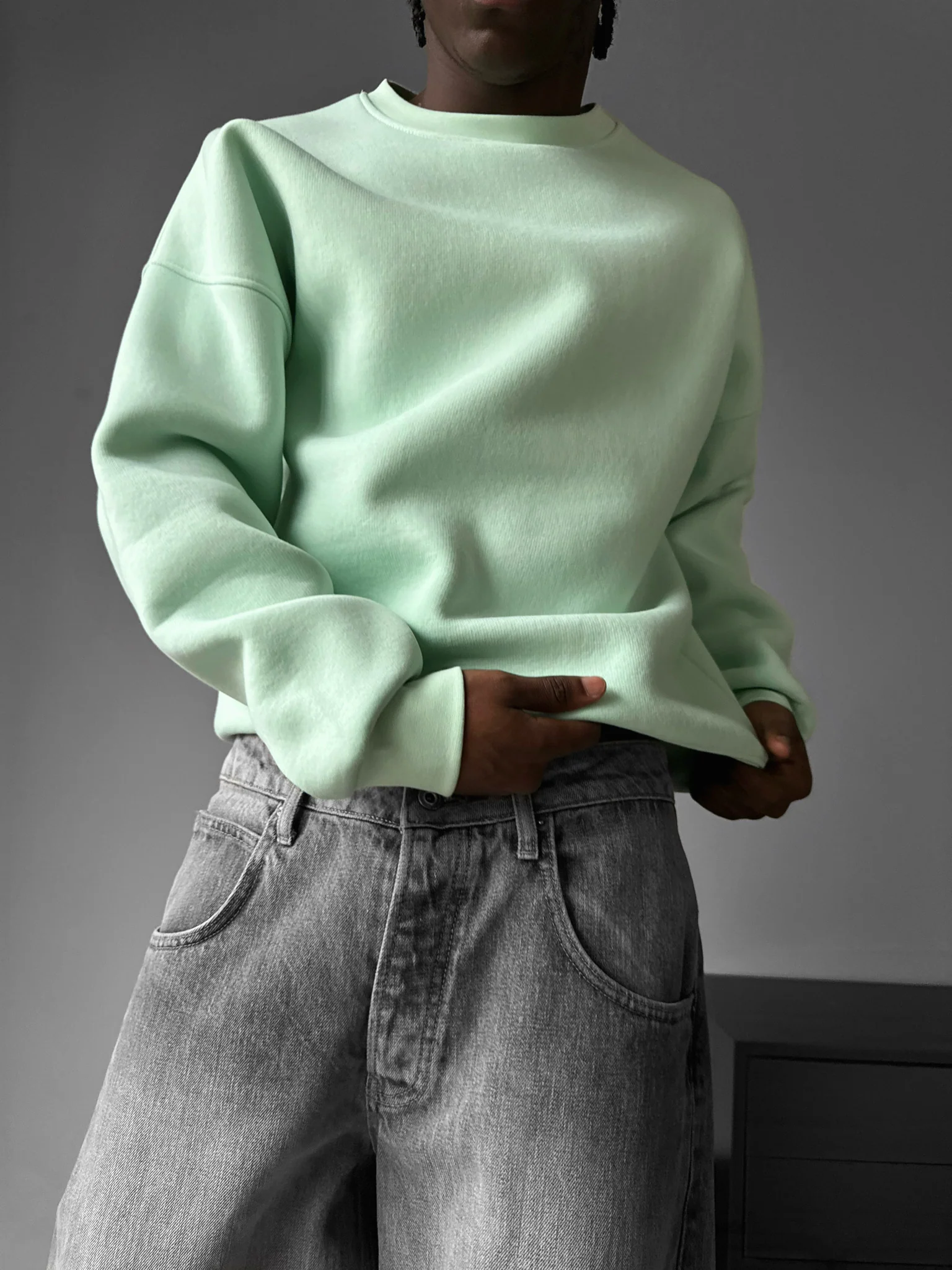 Oversize Basic Sweater - Misty Jade - Image 3