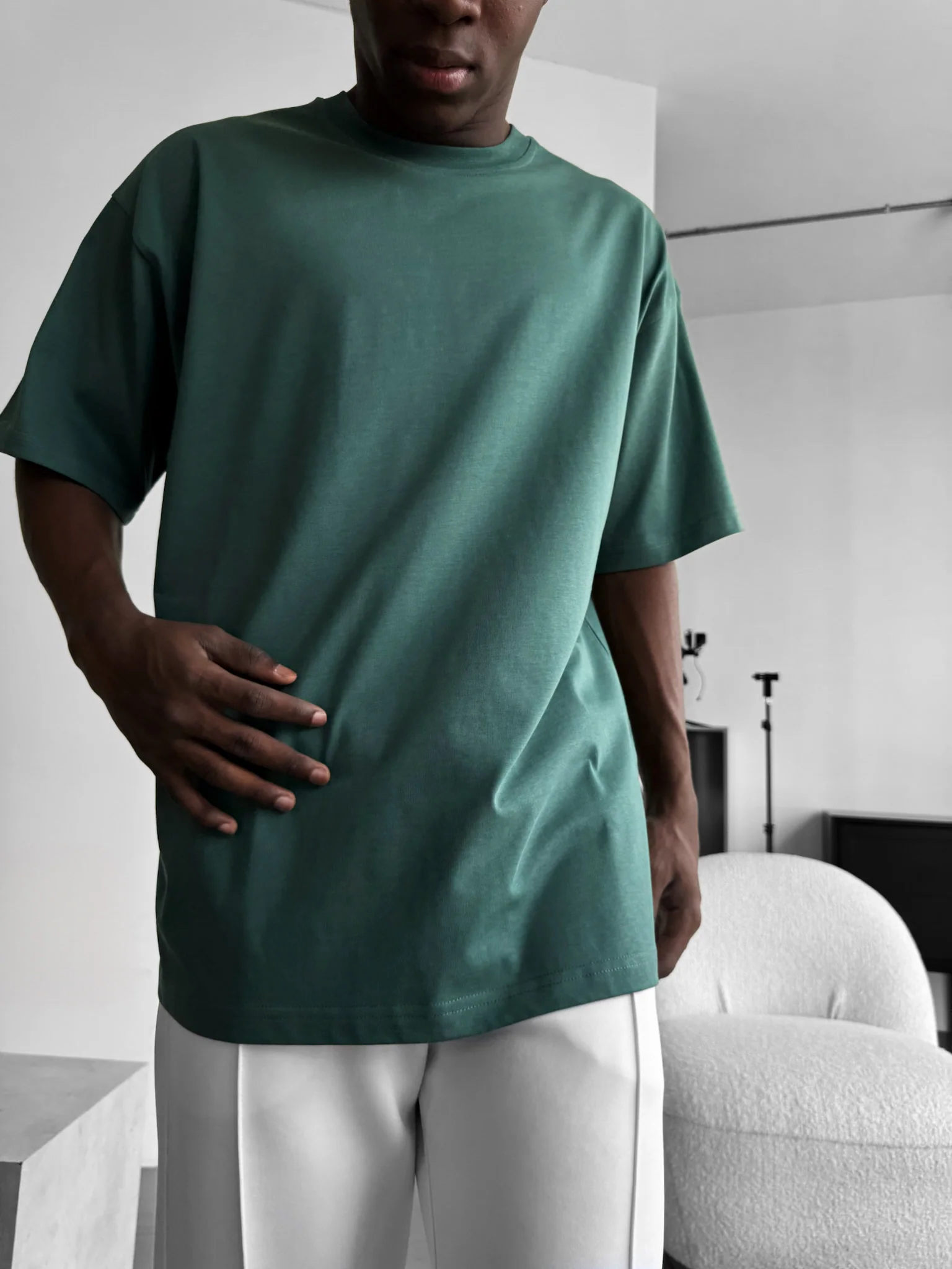 Oversize Basic T-Shirt - Petrol - Image 5