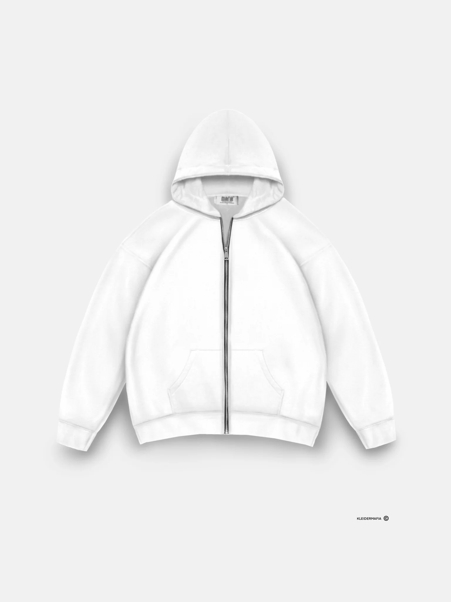 Oversize Basic Zipper Hoodie - White - Image 3