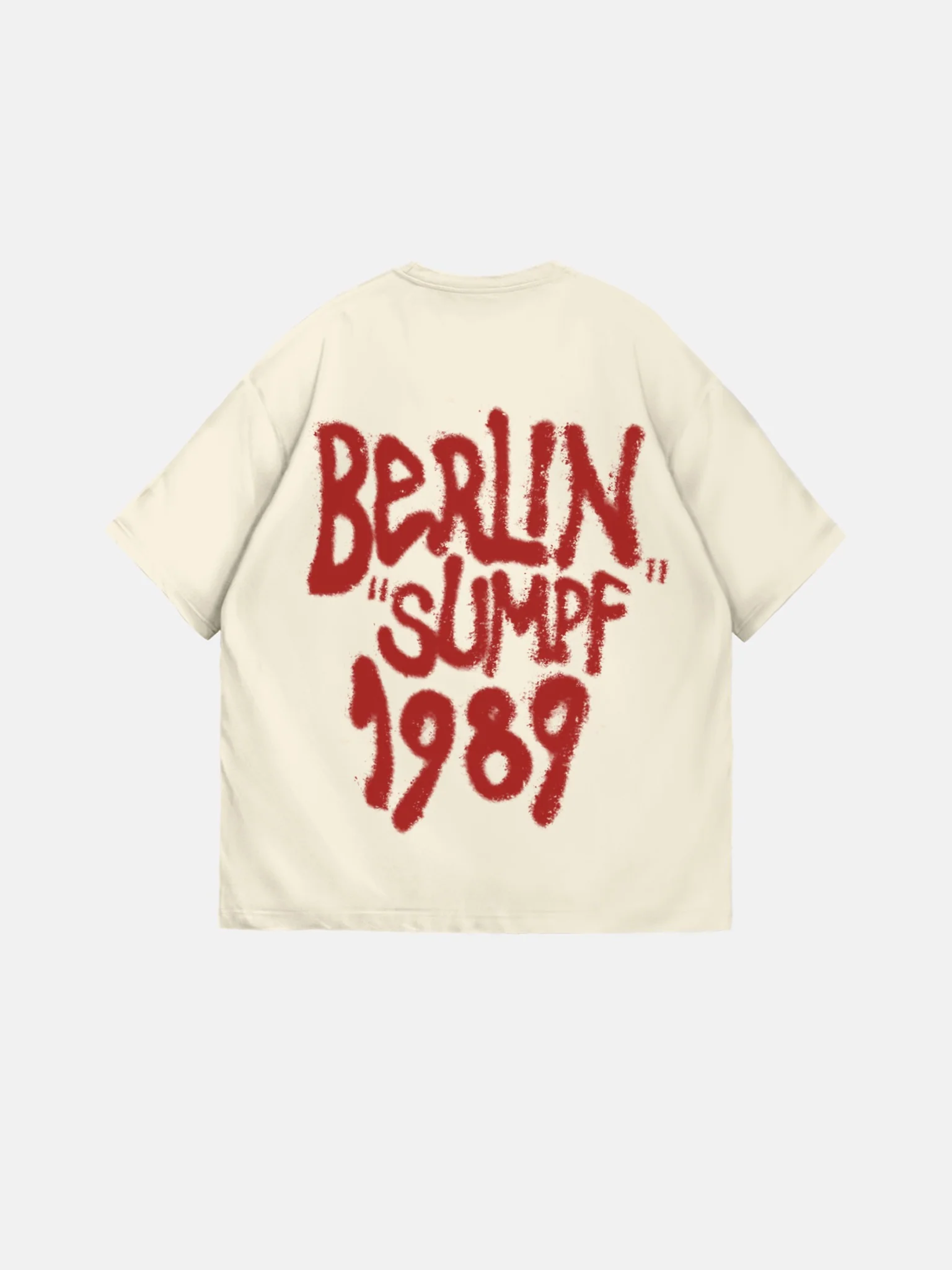 Oversize 'Berlin Sumpf' T-Shirt - Antique White and Red - Image 6