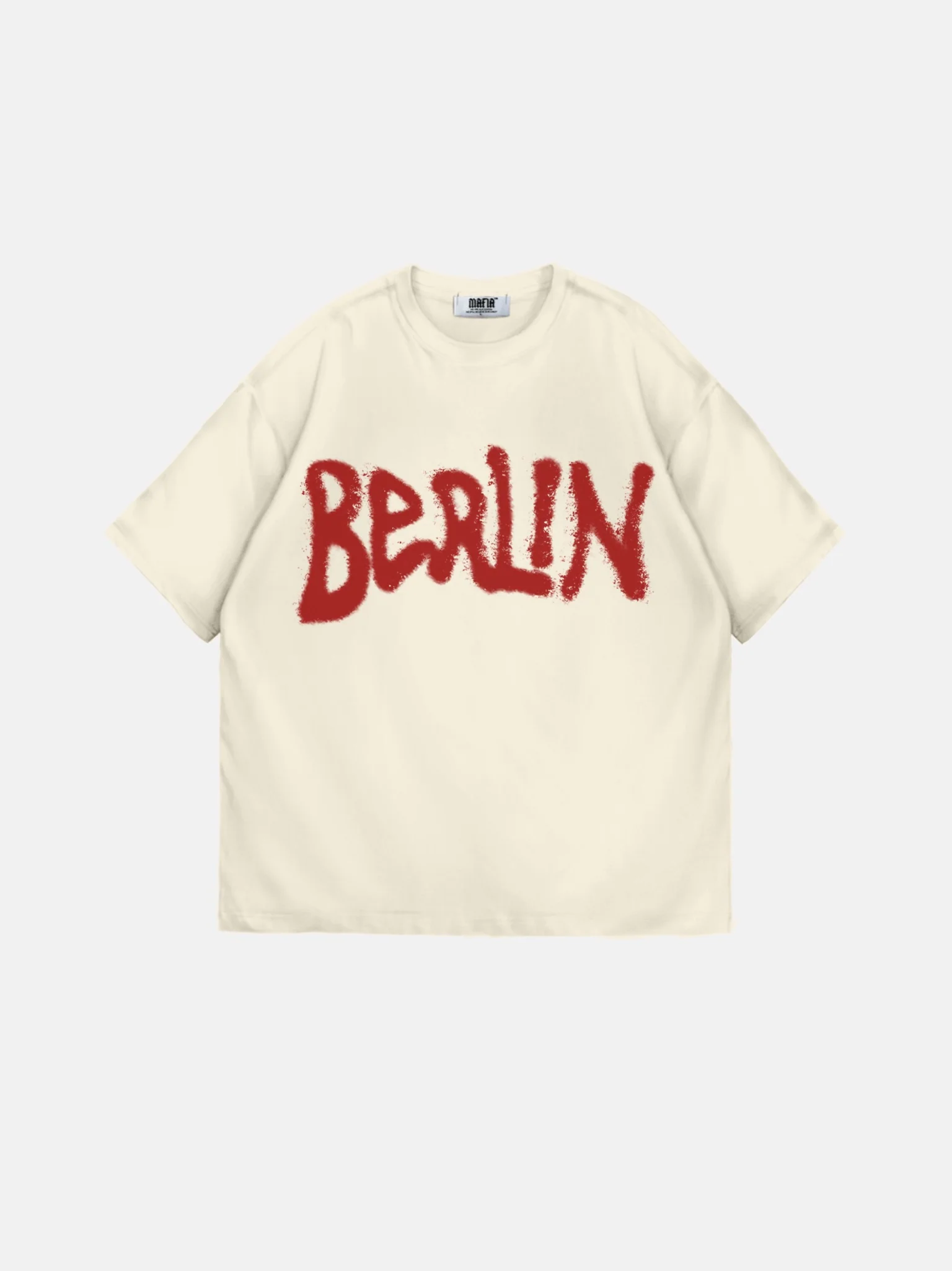 Oversize 'Berlin Sumpf' T-Shirt - Antique White and Red - Image 7