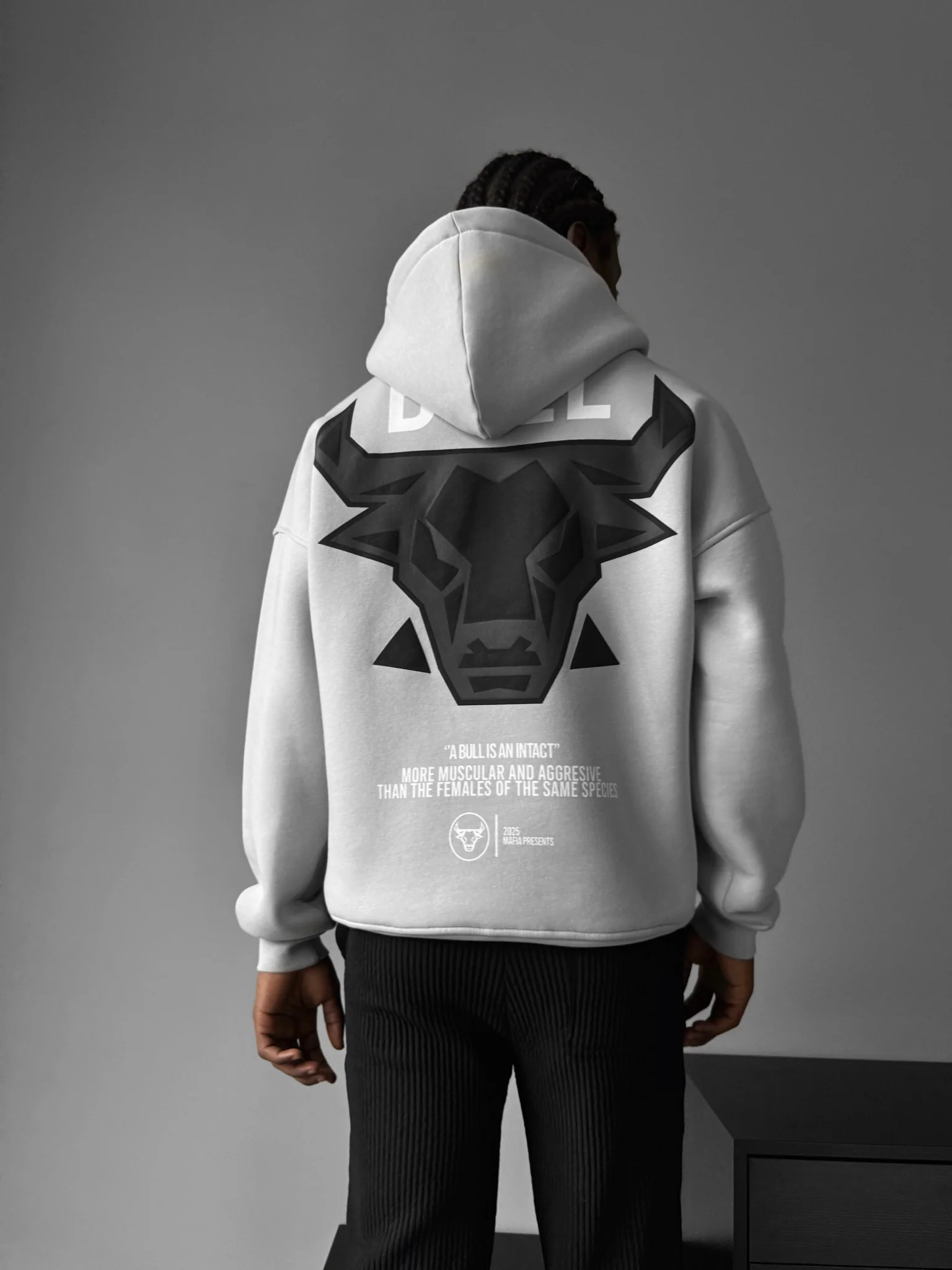 Oversize Bull Hoodie - Mushroom Grey - Image 4