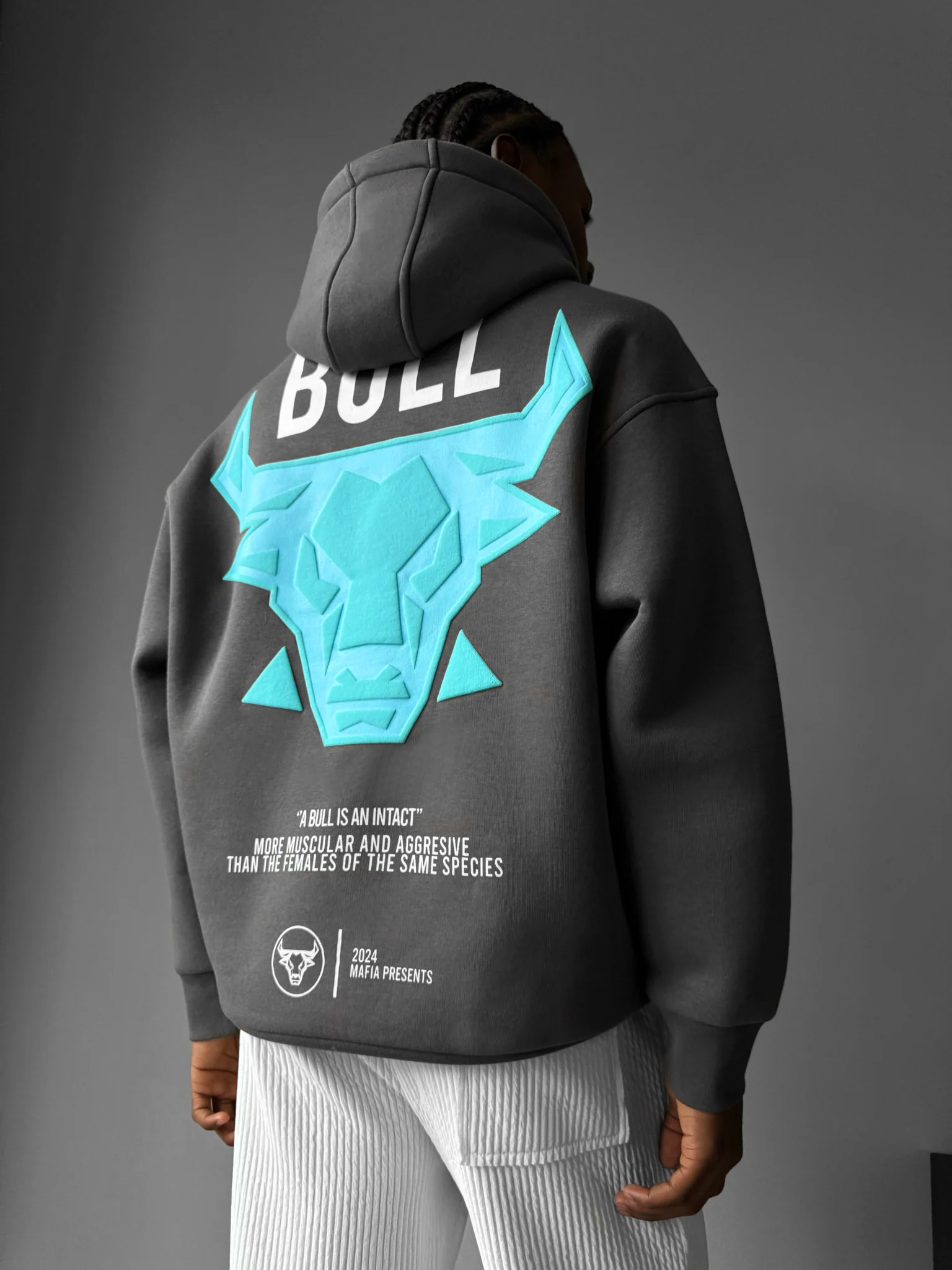 Oversize Bull Hoodie - Tornado Grey - Image 3