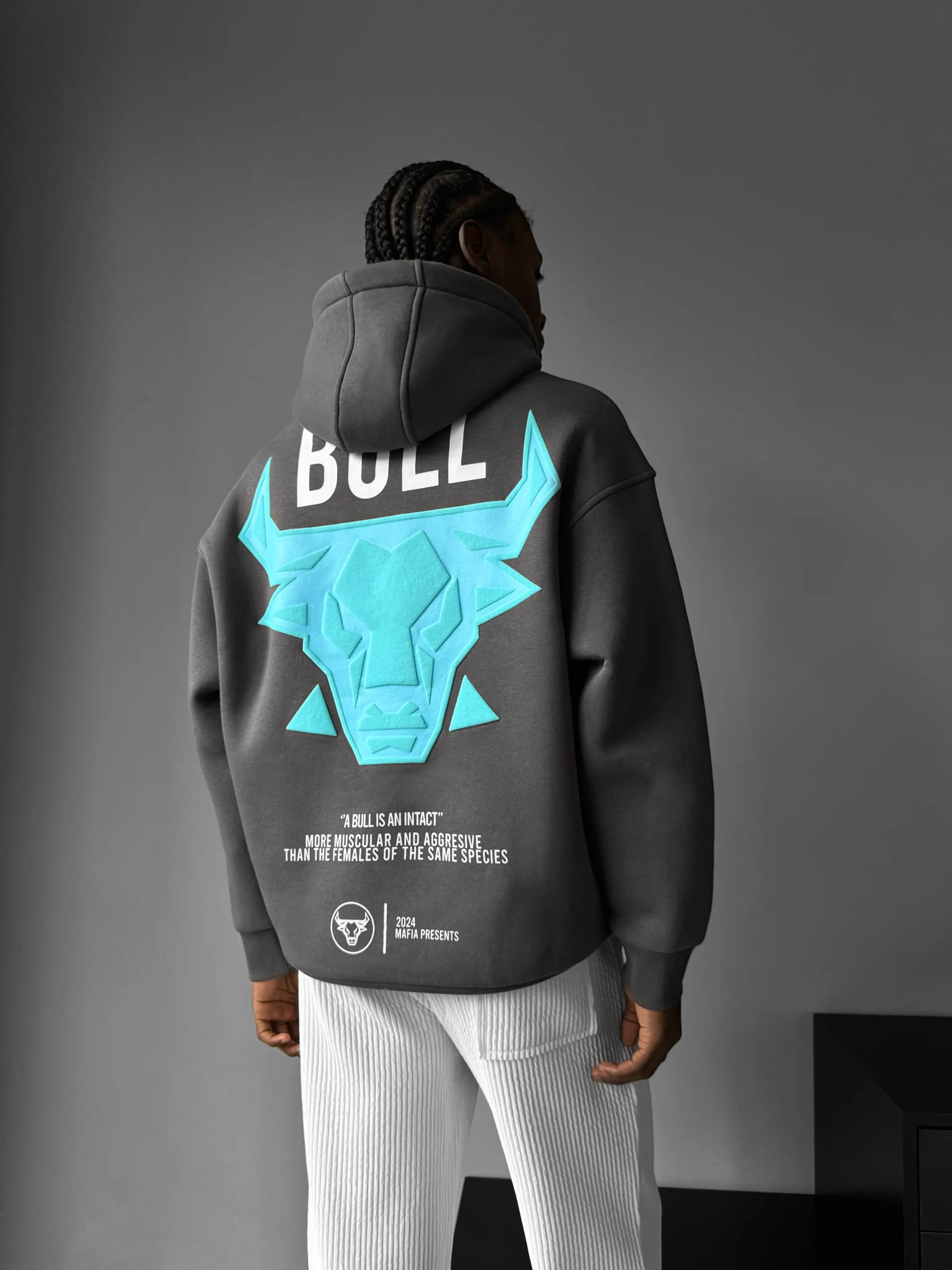 Oversize Bull Hoodie - Tornado Grey - Image 4