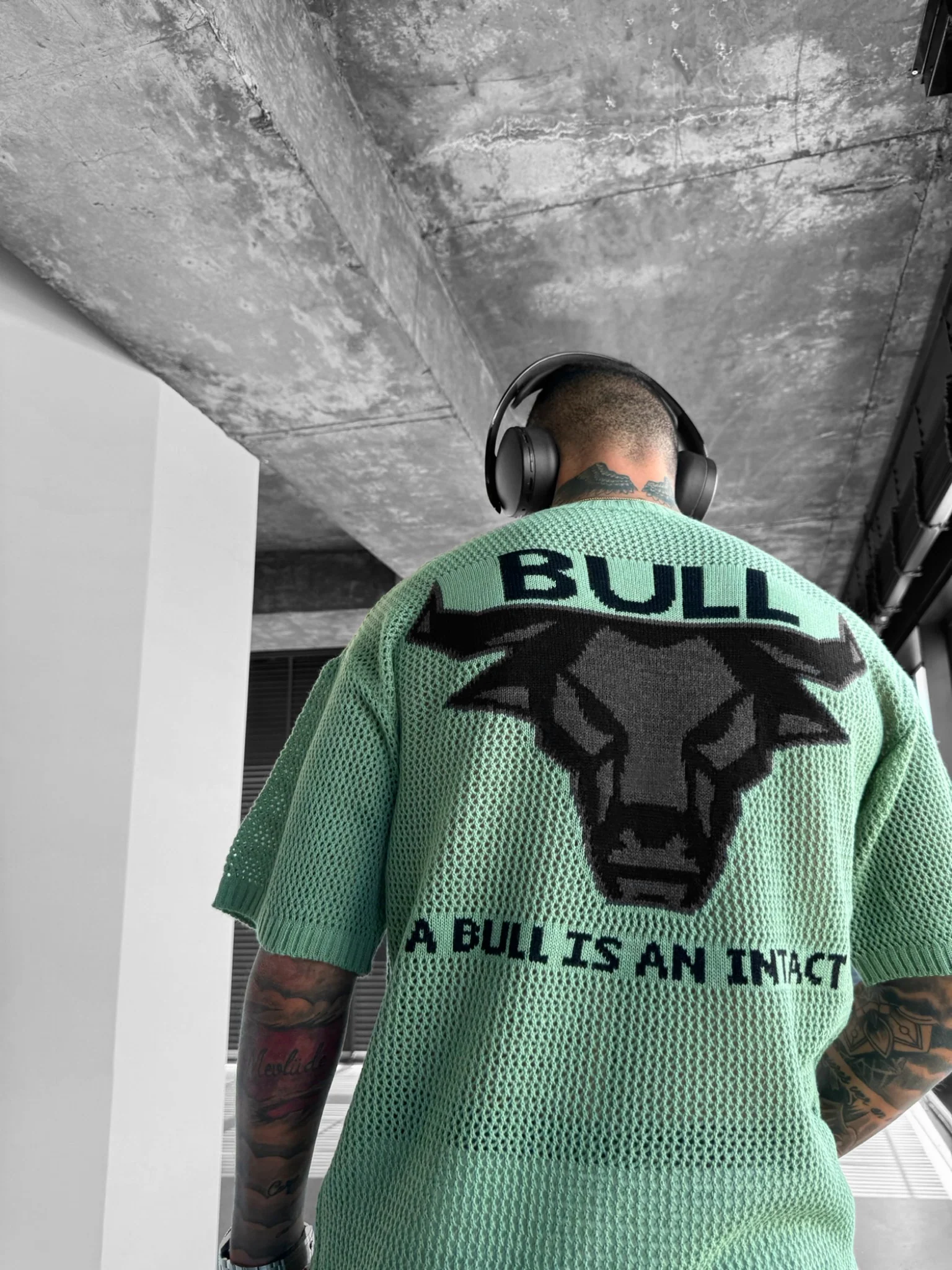 Oversize Bull Knit T-Shirt- Green - Image 3