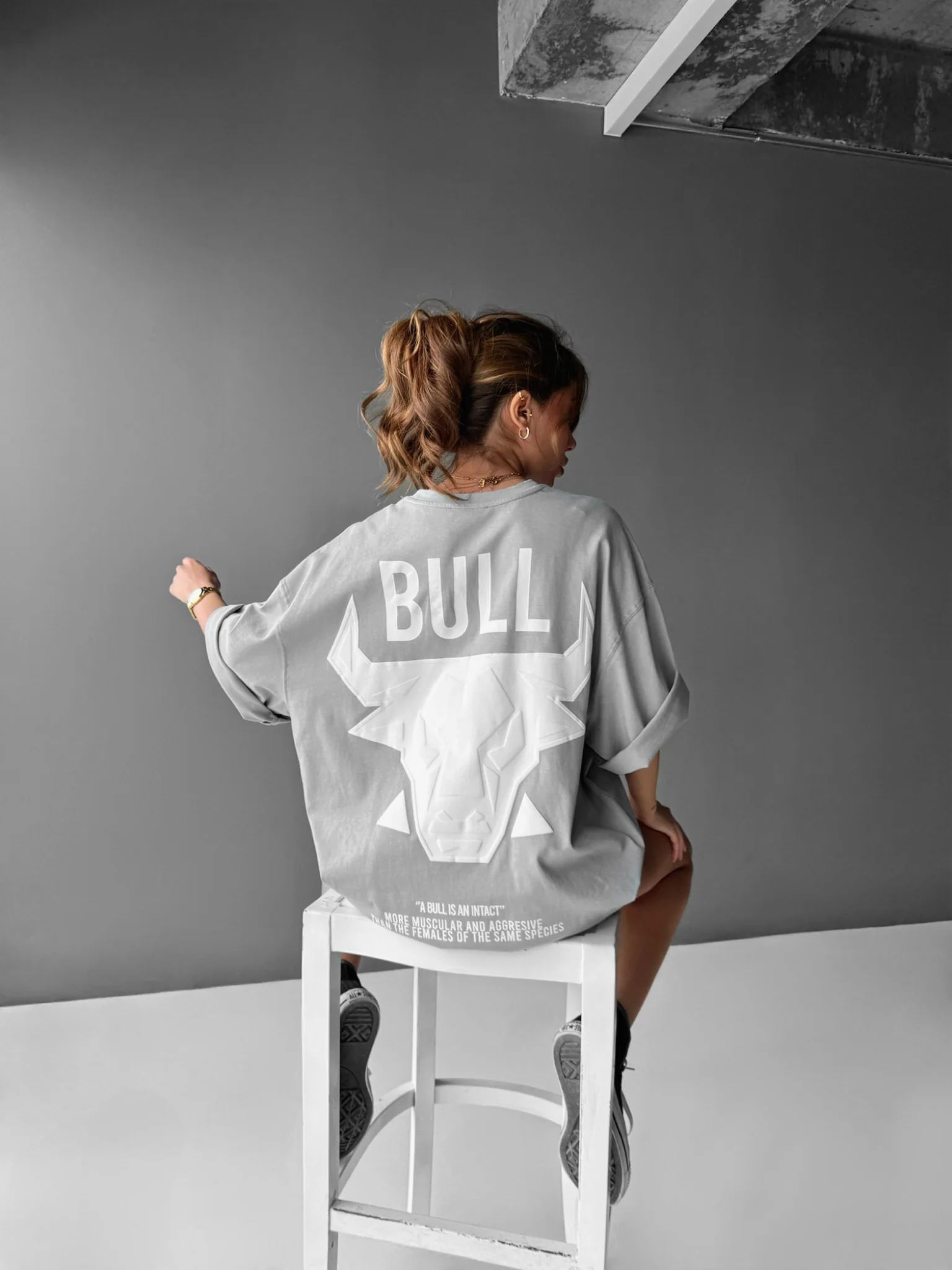 Oversize Bull T-shirt - Grey - Image 2