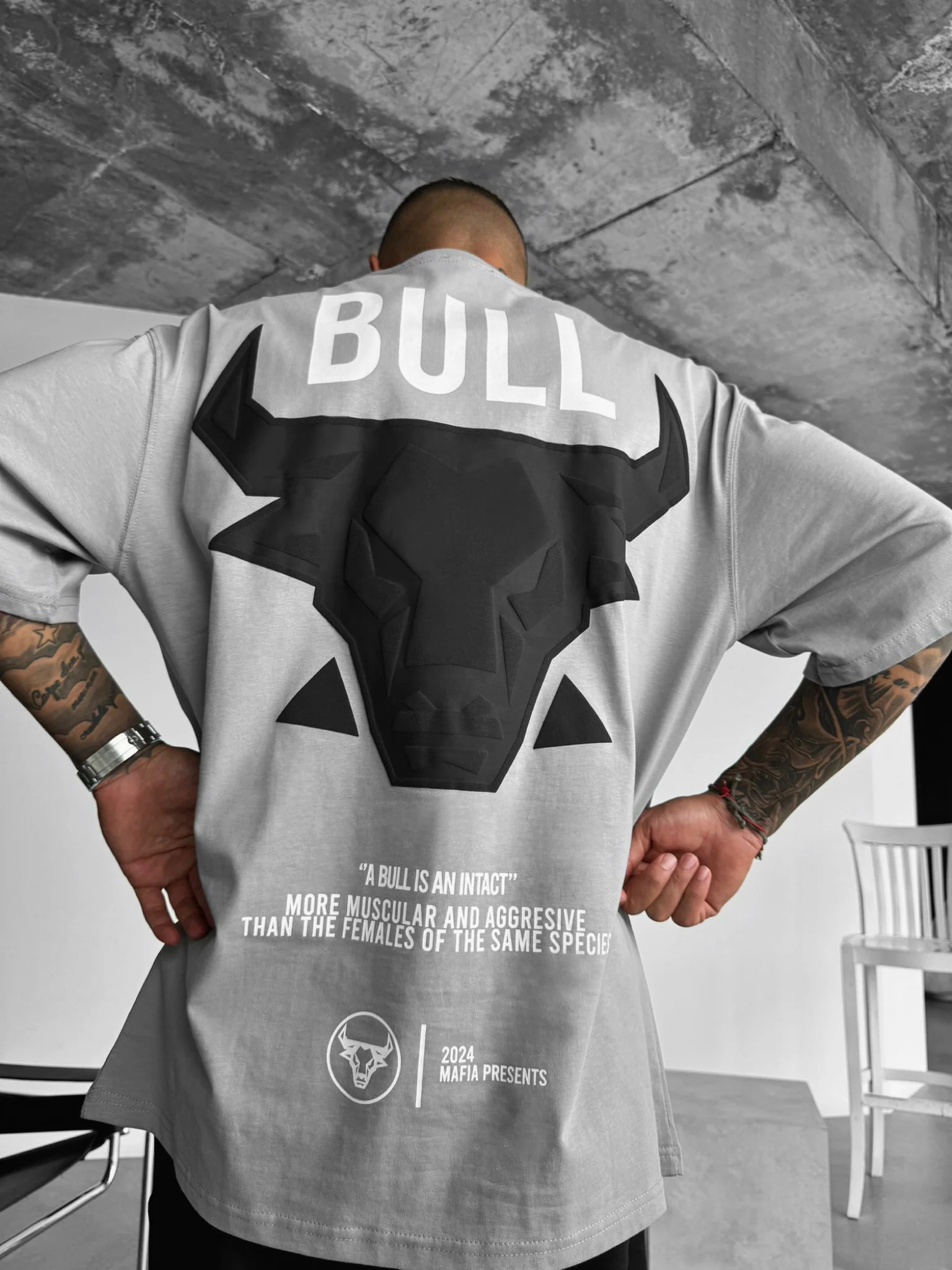 Oversize Bull T-shirt - Grey and Black - Image 2
